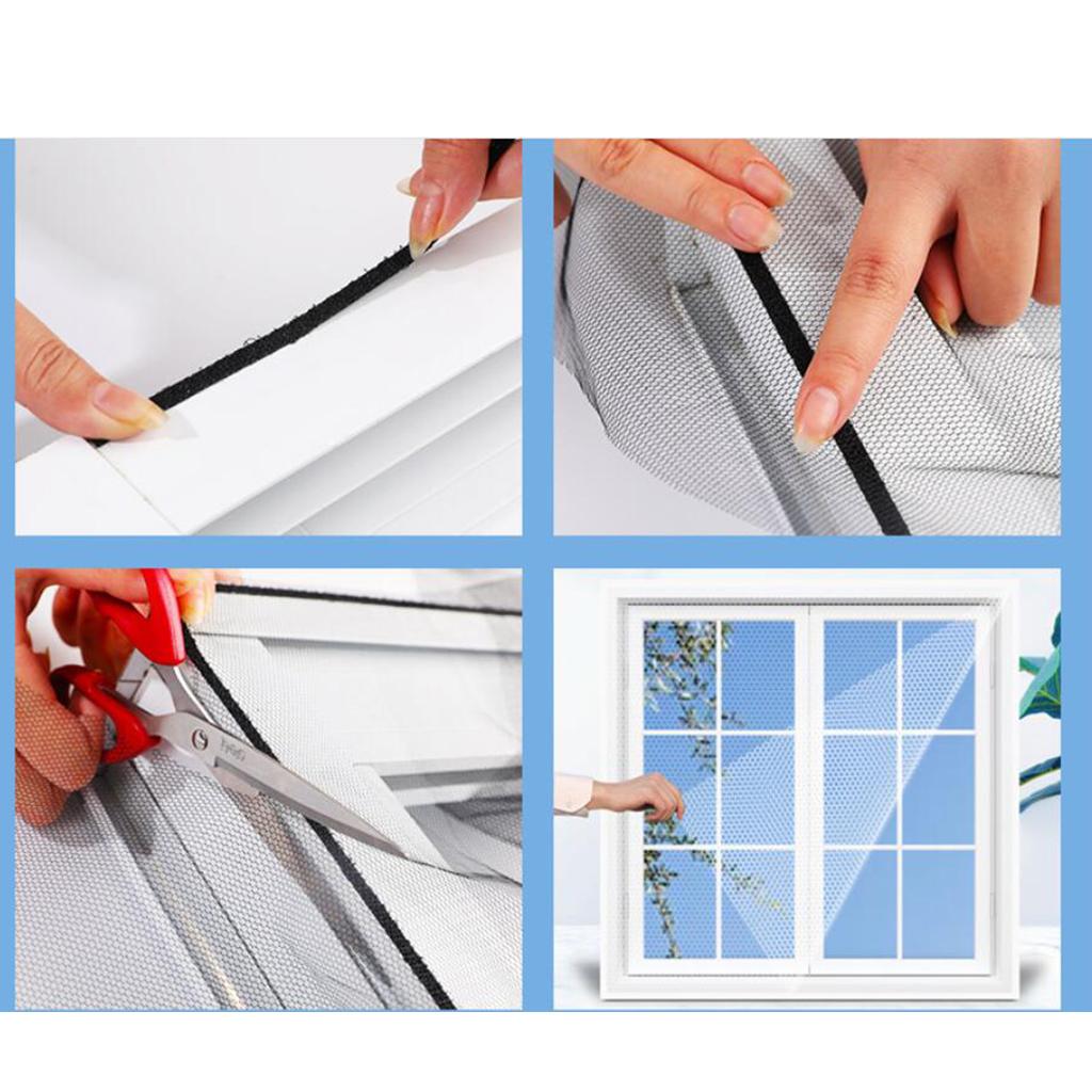 Window Fly Screen Mosquito Net Shield for Windows DIY Size Black 1.5x2.0m