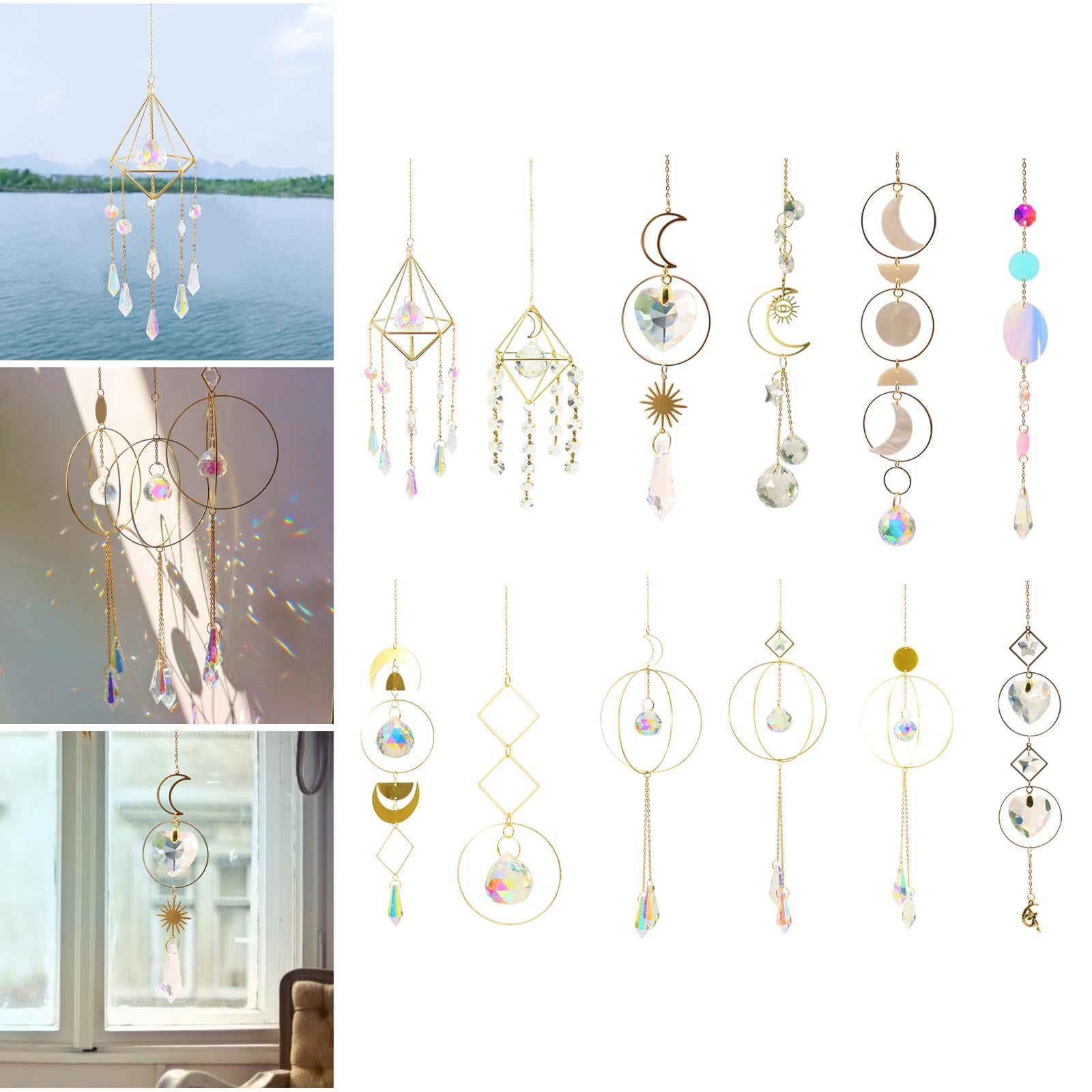 1pc Geometry Crystal Sun Catcher Window Hanging Decor Pendant Ornament Pointed Beads