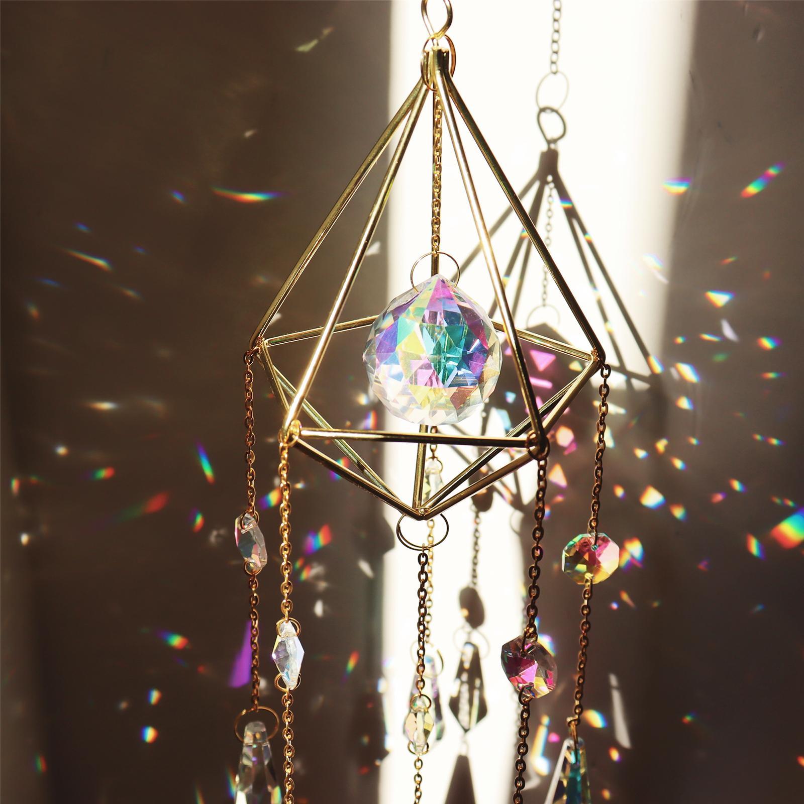 1pc Geometry Crystal Sun Catcher Window Hanging Decor Pendant Ornament Pointed Beads