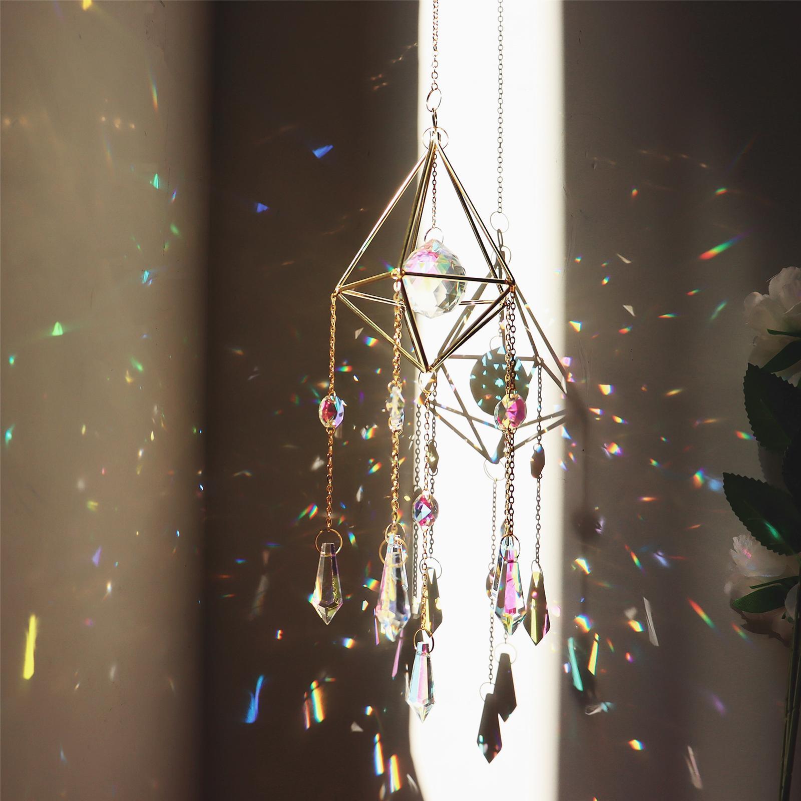 1pc Geometry Crystal Sun Catcher Window Hanging Decor Pendant Ornament Pointed Beads