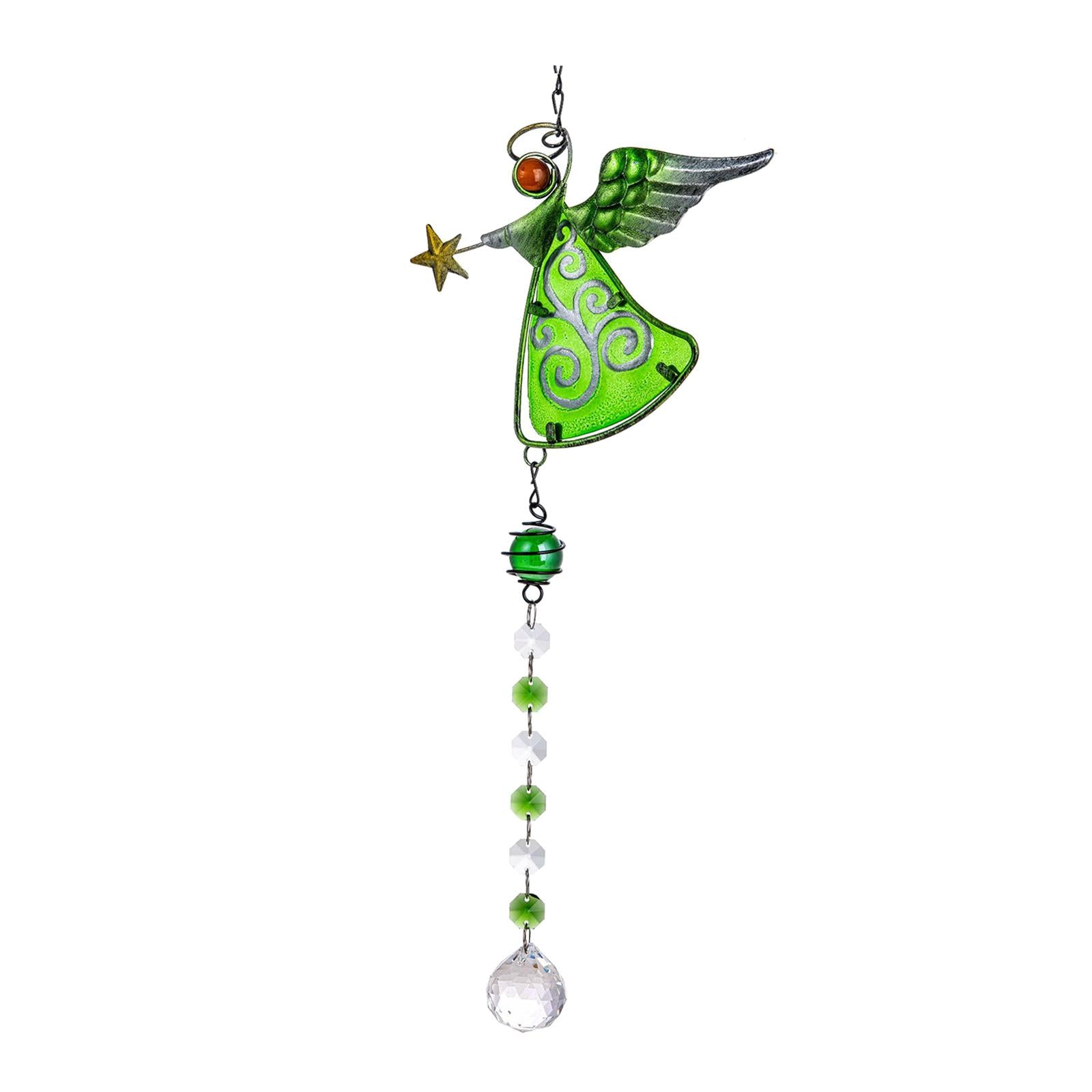 Crystal Suncatcher Rainbow Maker Angel Garden Window Pendant Car Patio Gifts green
