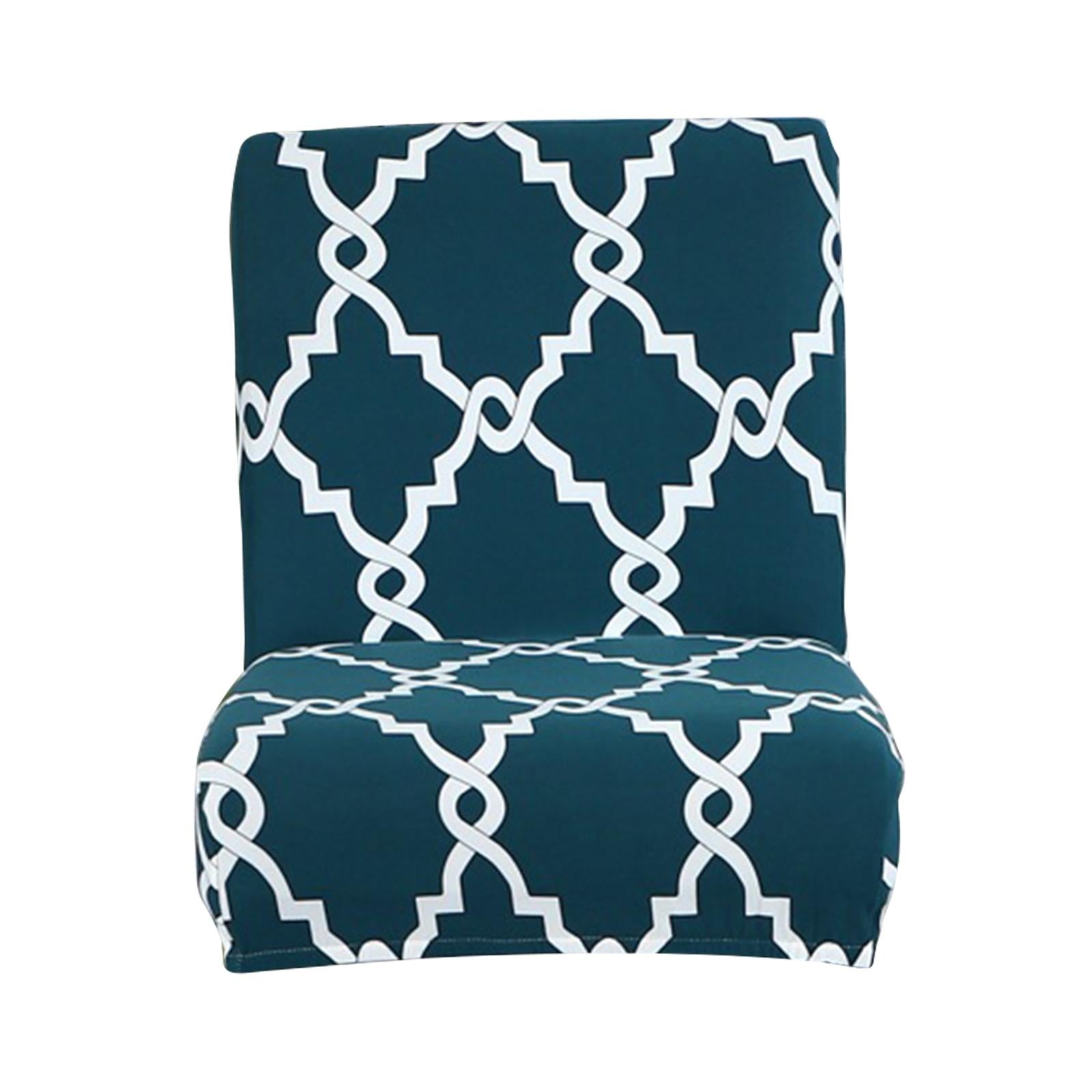 Printed Soft Low Back Chair Cover Removable Dustproof Facilities Comfortable Blue