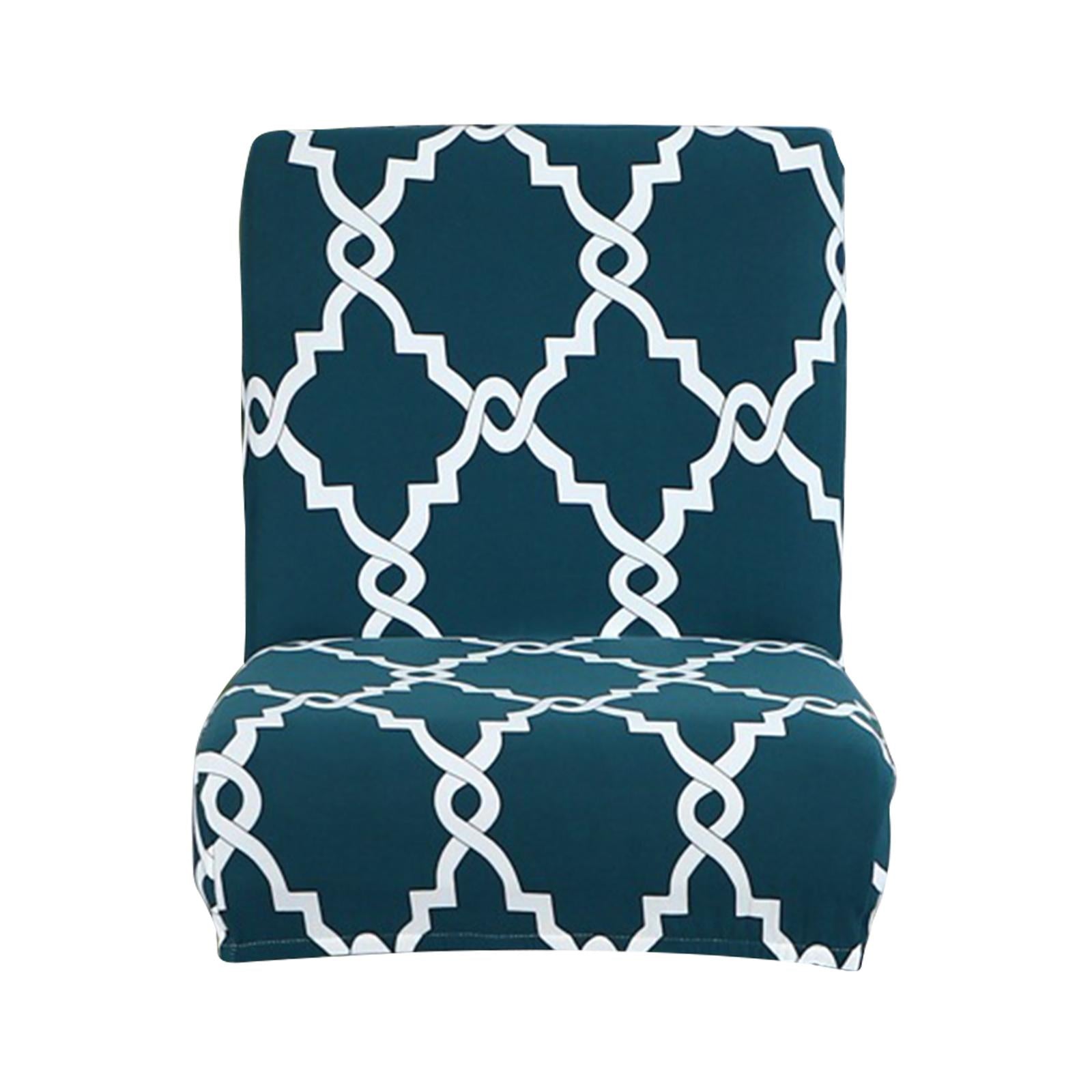 Printed Soft Low Back Chair Cover Removable Dustproof Facilities Comfortable Blue