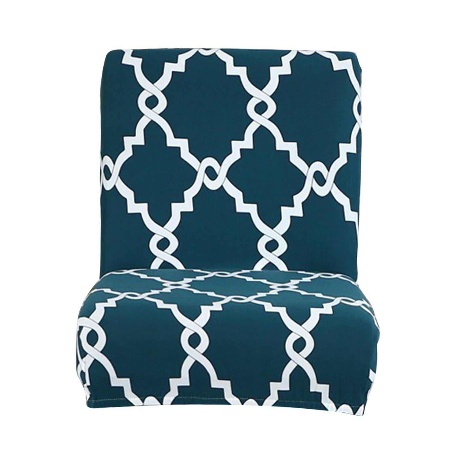Printed Soft Low Back Chair Cover Removable Dustproof Facilities Comfortable Blue