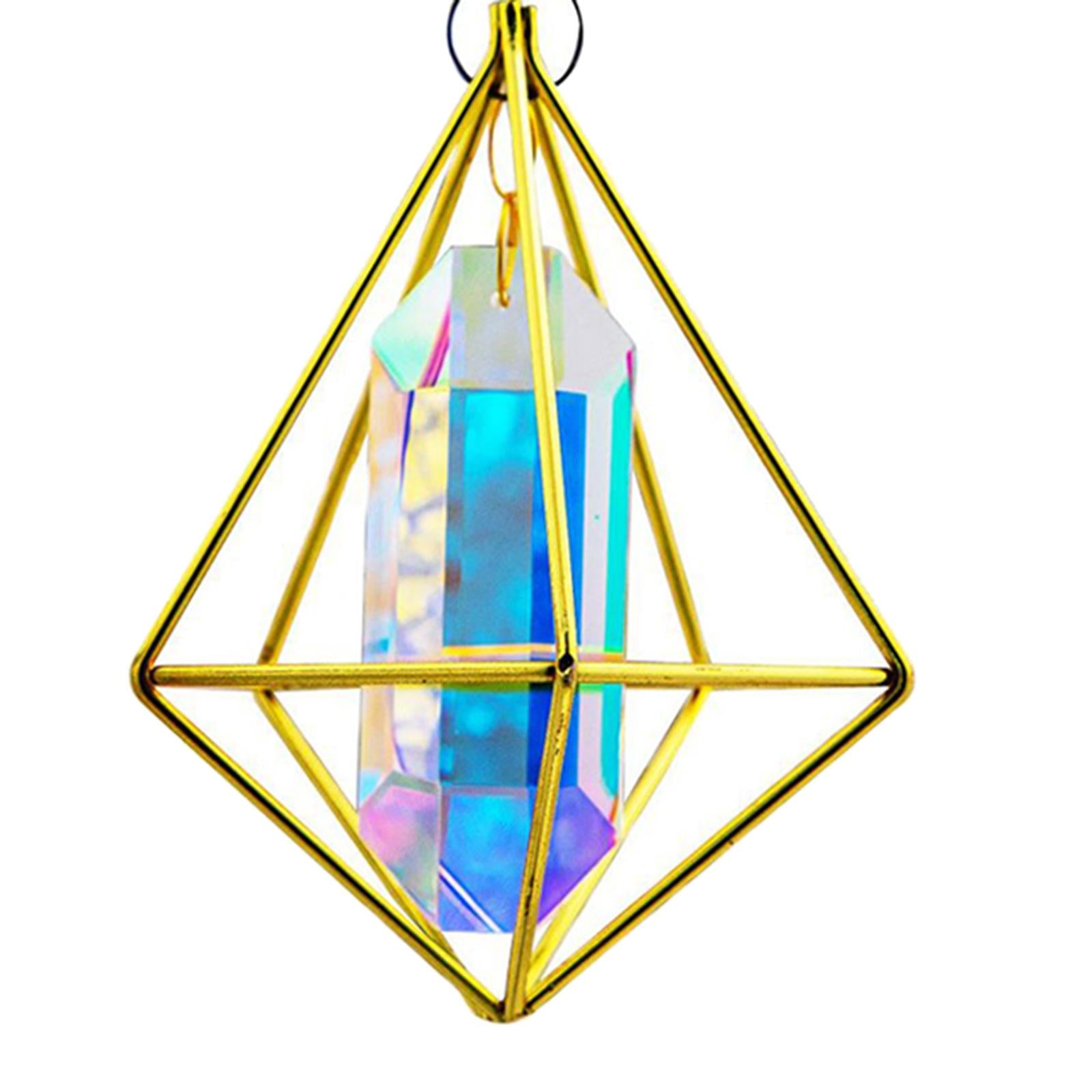 Geometric Crystal Suncatcher Prisms Garden Home Window Pendant Decor 36cm