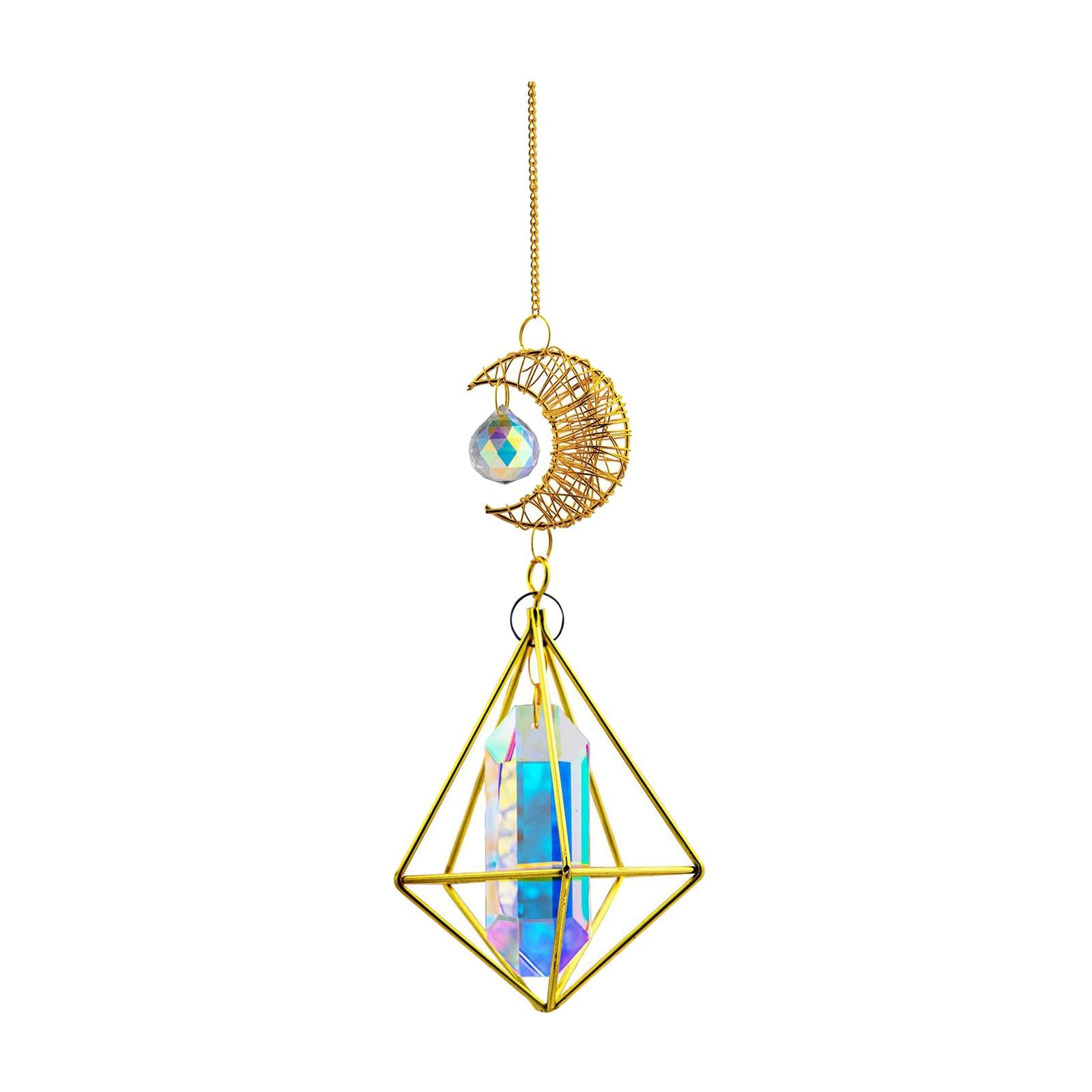 Geometric Crystal Suncatcher Prisms Garden Home Window Pendant Decor 36cm