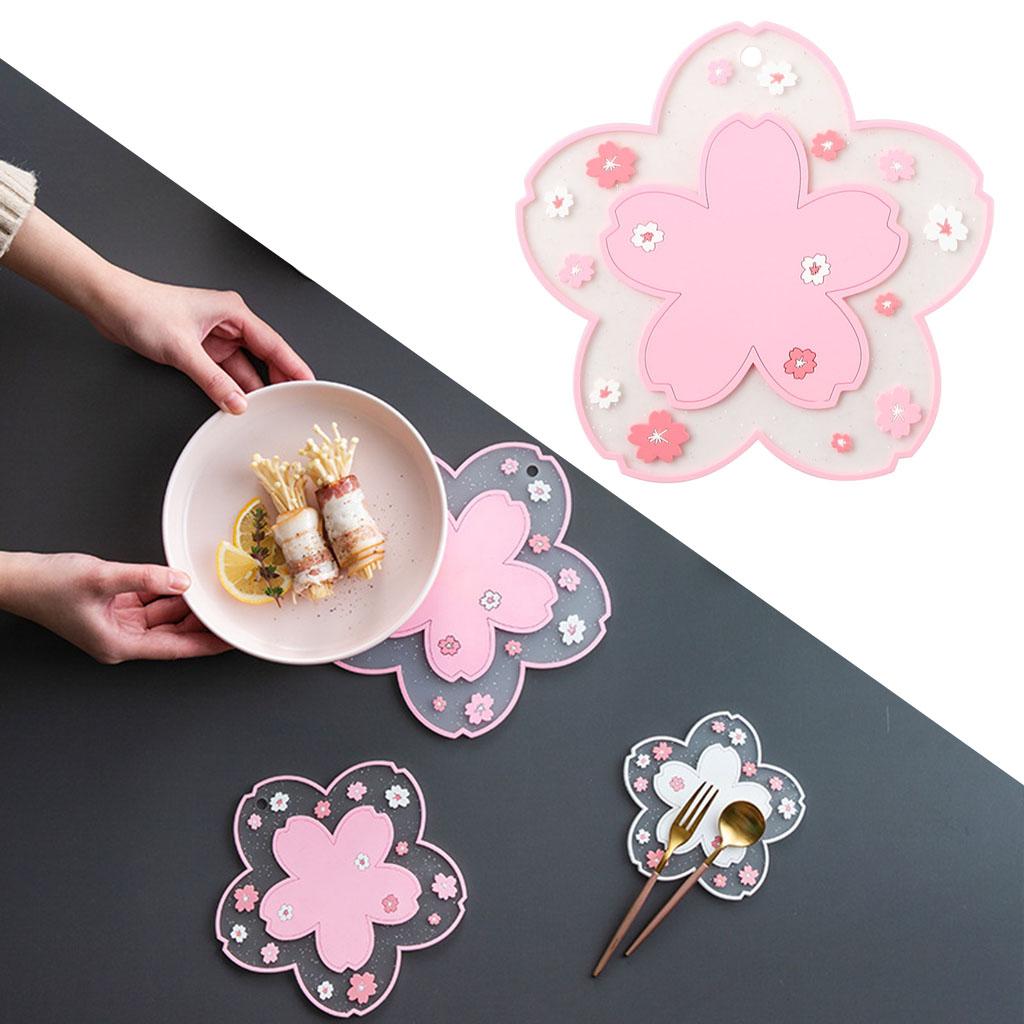 Durable Multi-Use Plastic Trivet Mat Cup Mat for Home Restaurant Office Pink 19.5cm