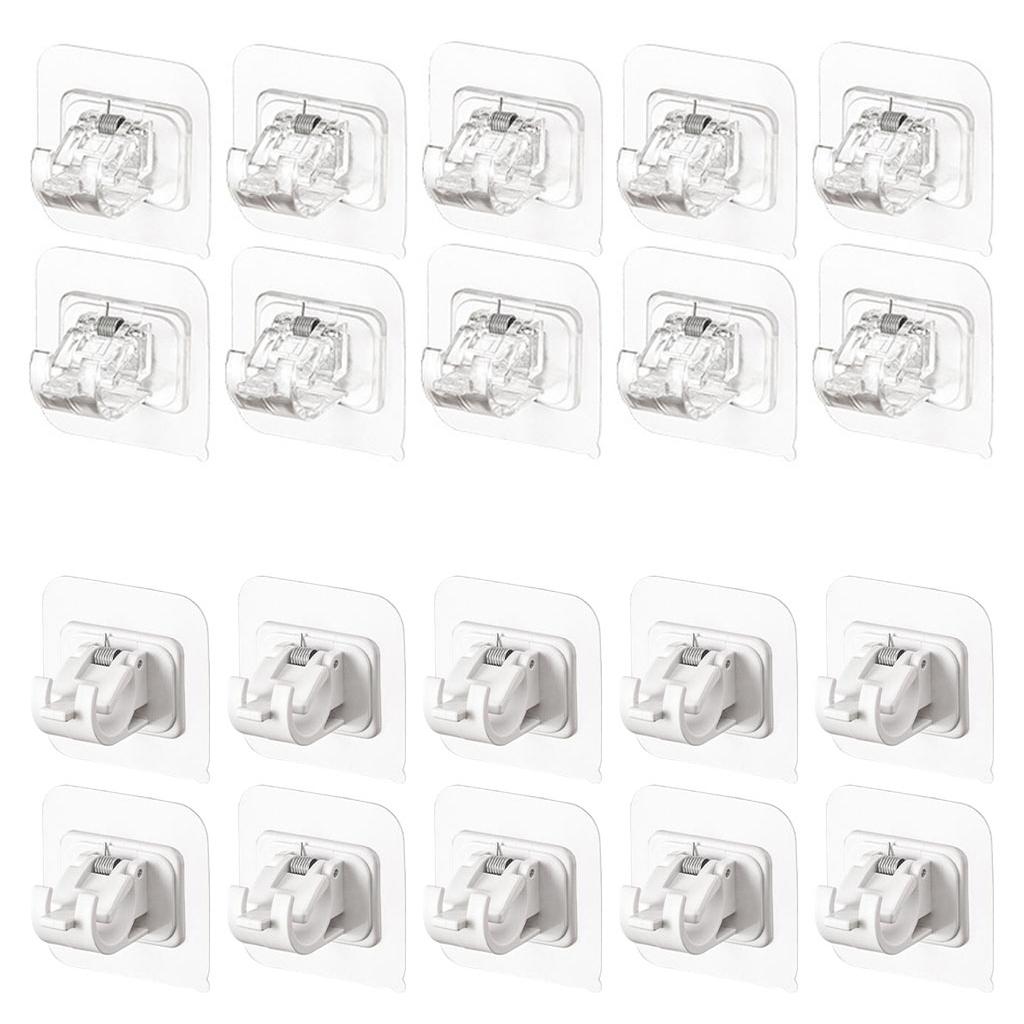 10pcs Curtain Rod Holder Drapery Hook ABS Wall Bracket Towel Rod Fixed Home transparent