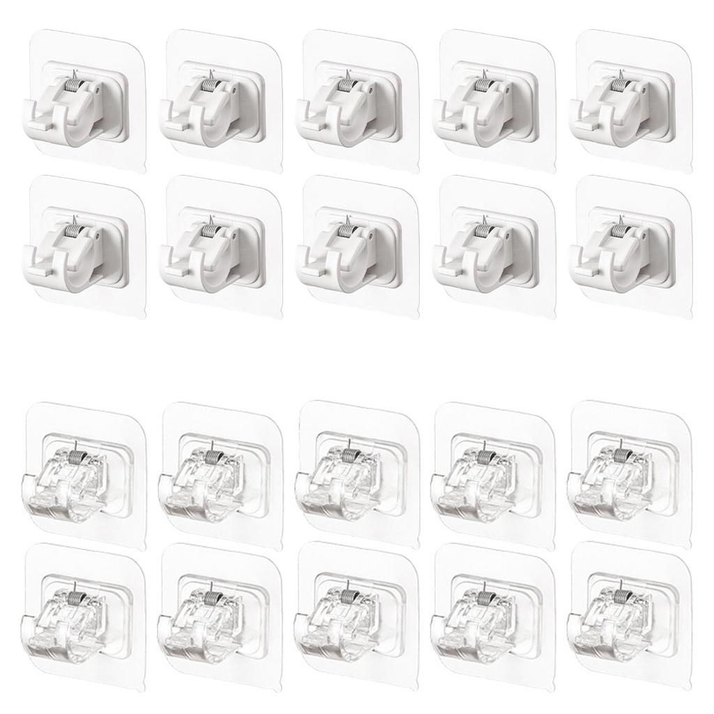 10pcs Curtain Rod Holder Drapery Hook ABS Wall Bracket Towel Rod Fixed Home transparent
