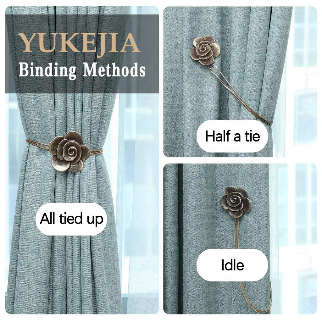 4x Flower Curtain Tiebacks Hooks Holder Buckles Drapery Holdback Coffee