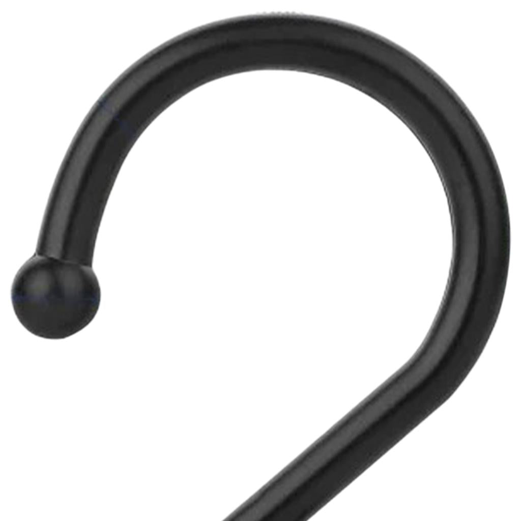 Set of 12 S Shower Curtain Hooks Rings Hanging Clothing Work Shop Office black
