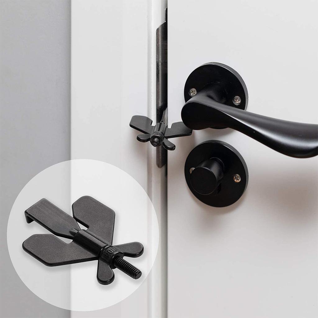 Stainless Steel Small Portable Door Lock Security Bedroom Safety Lock Black