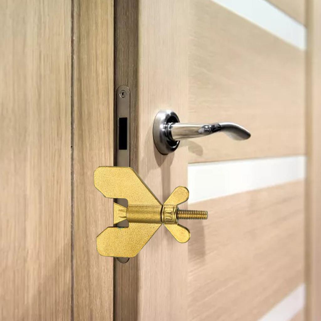 Stainless Steel Small Portable Door Lock Security Bedroom Safety Lock Gold