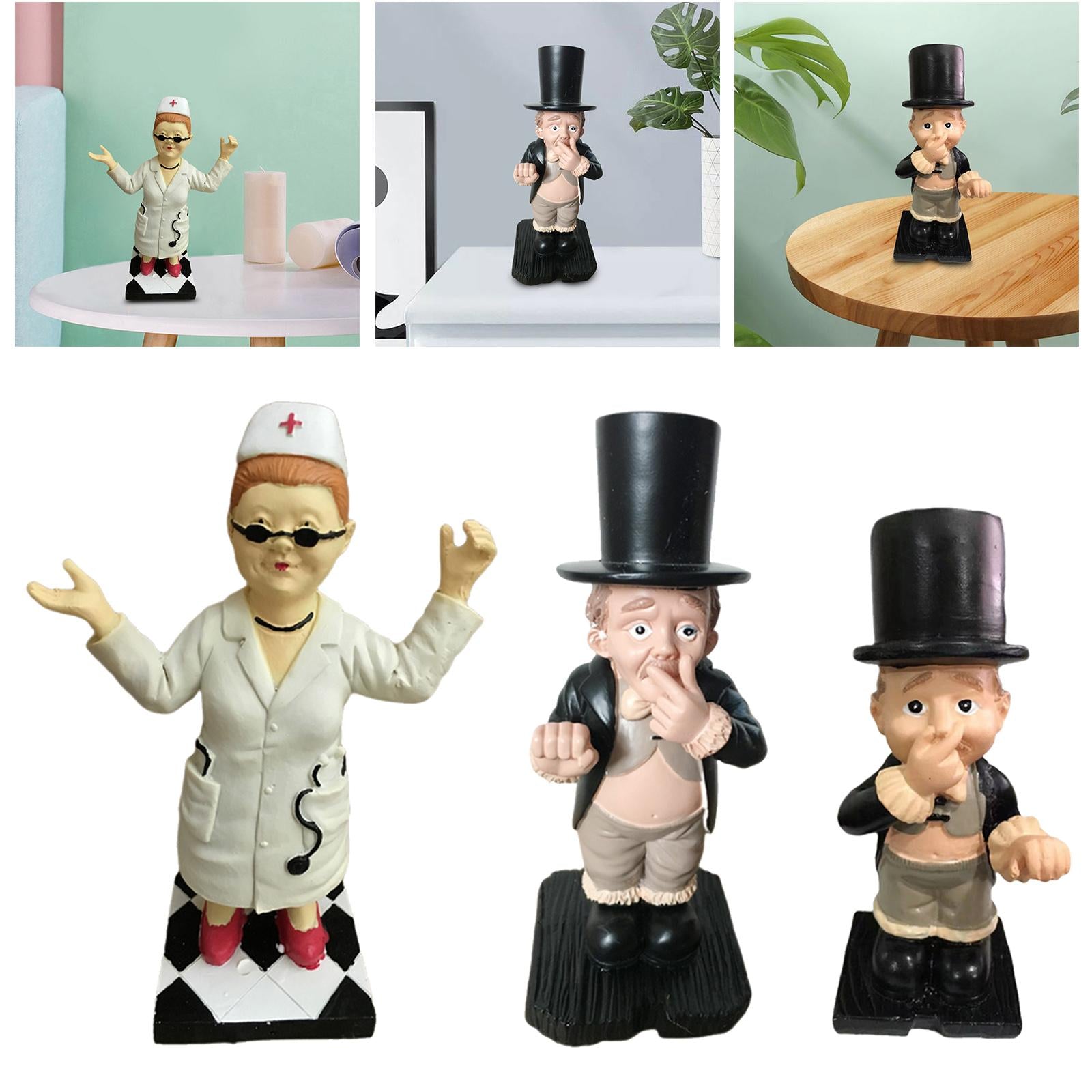 Resin Butler Shape Ornament Garden Statues Outdoor Yard Ornament Decor 20x8x8cm A