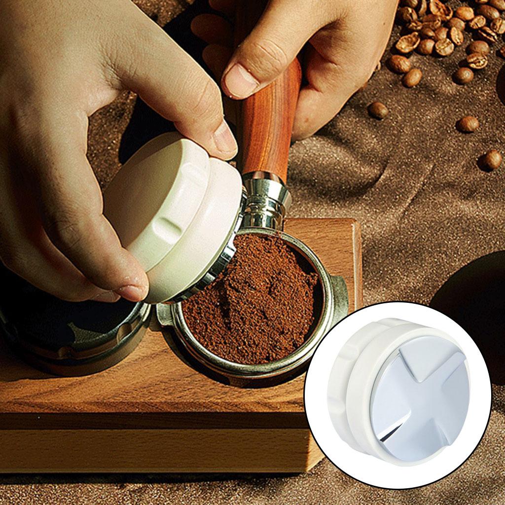 Household Coffee Distributor Espresso Tamper Coffee Leveler Powder Hammer 58.35mm White 4 leaf