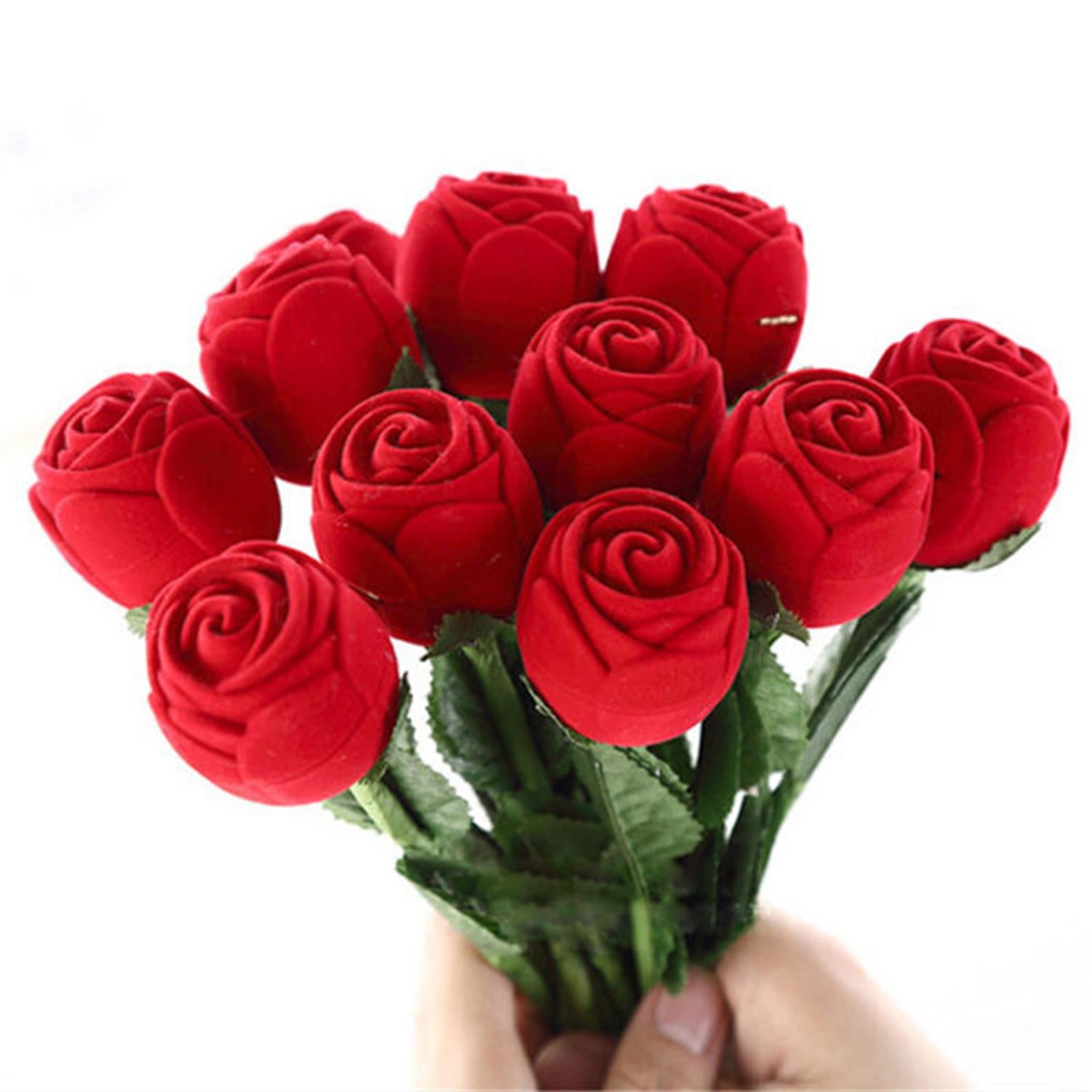 Romantic Valentines Day Rose Propose Ring Box Gift For Woman Fiancee Love