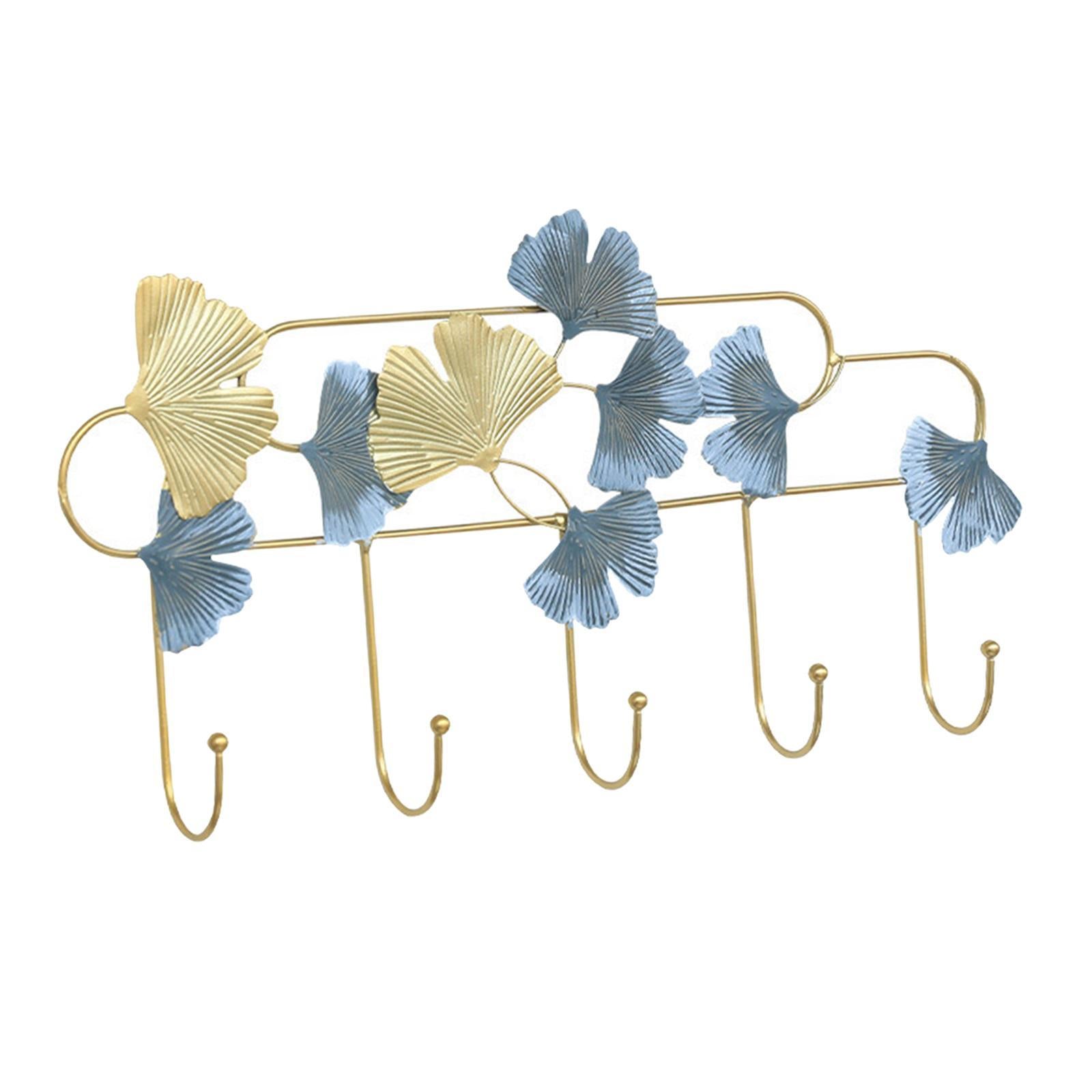 Ginkgo Leaf Hook Wall Hanger Scarf Umbrellas Entrance Porch Organize Rack Dual Color Round