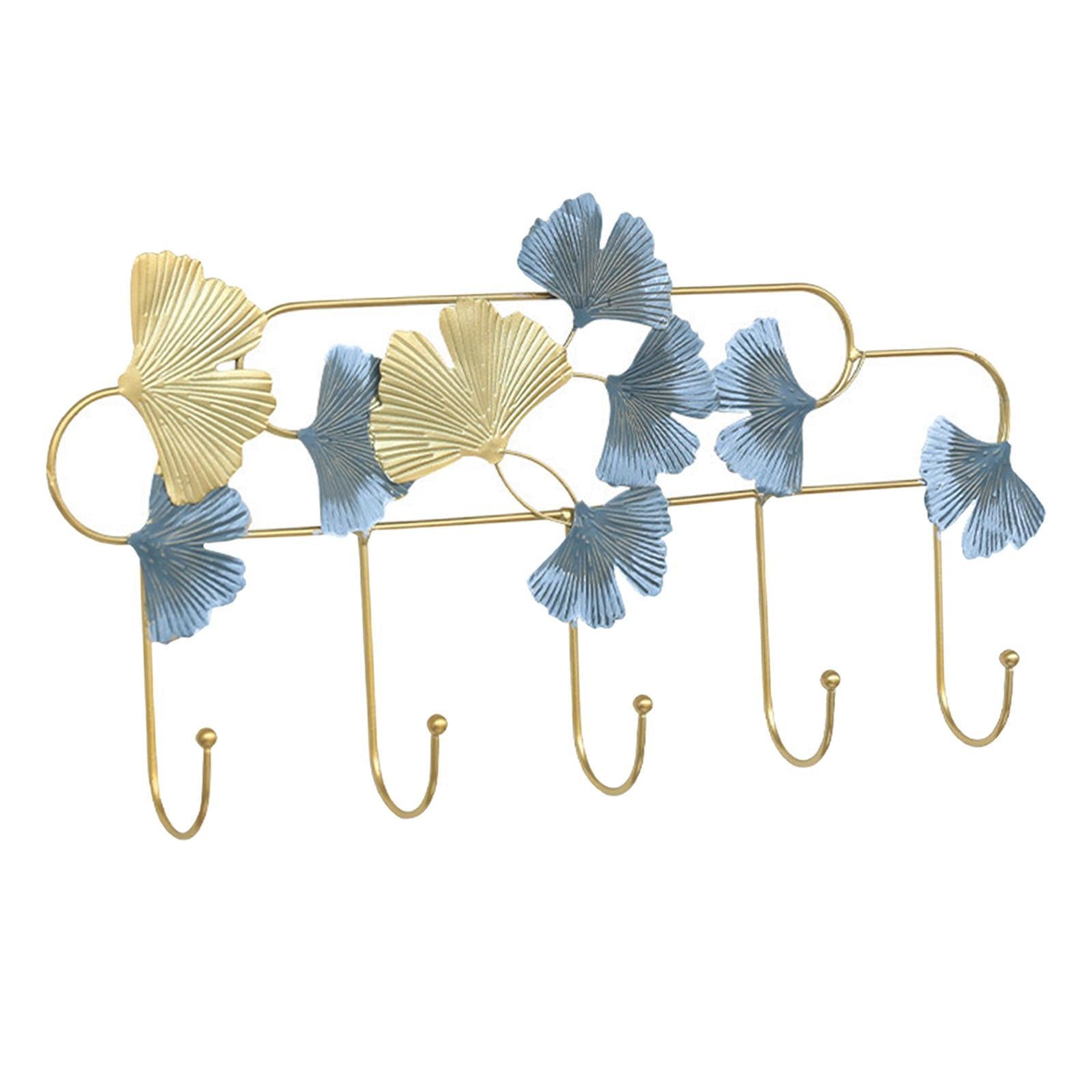 Ginkgo Leaf Hook Wall Hanger Scarf Umbrellas Entrance Porch Organize Rack Dual Color Round