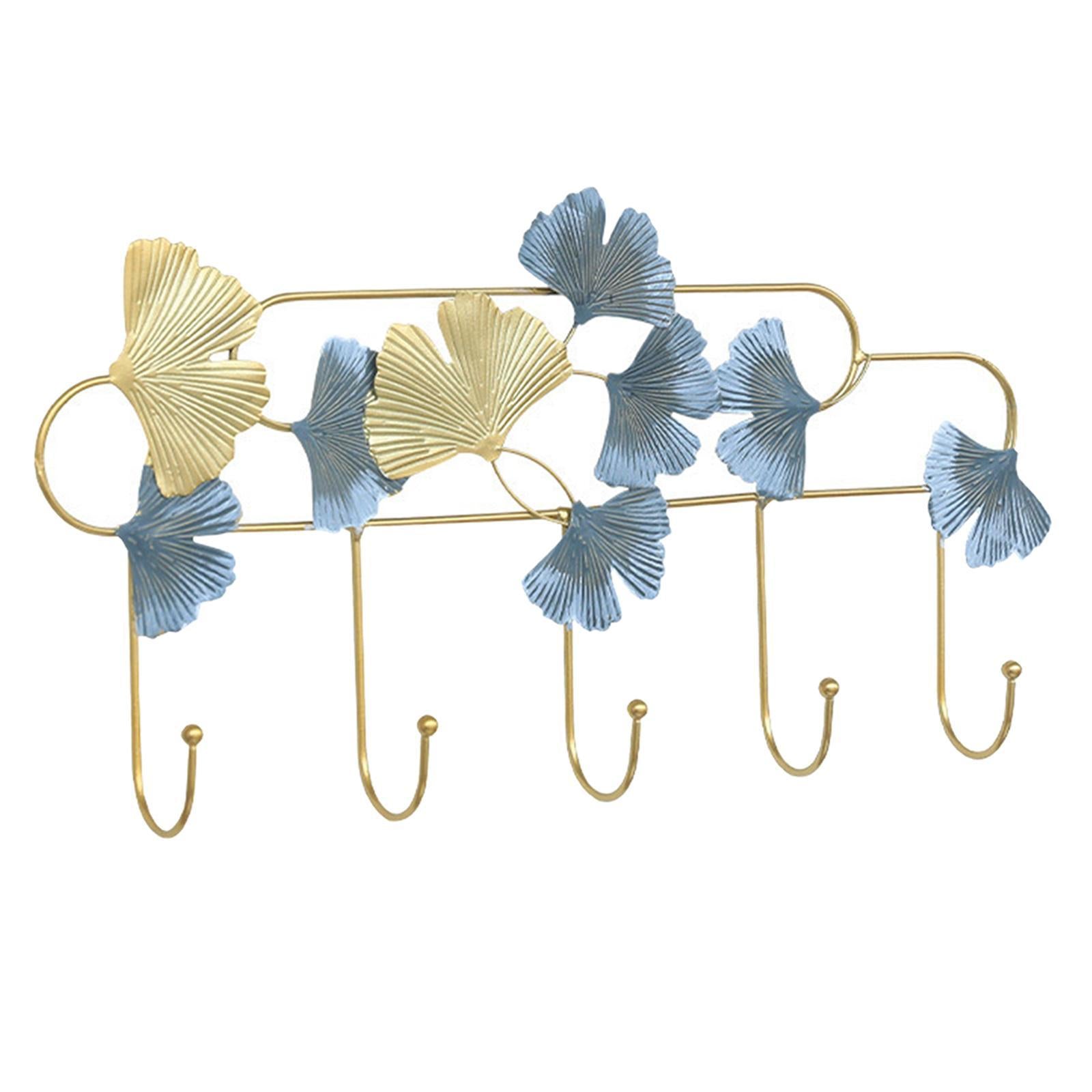 Ginkgo Leaf Hook Wall Hanger Scarf Umbrellas Entrance Porch Organize Rack Dual Color Round