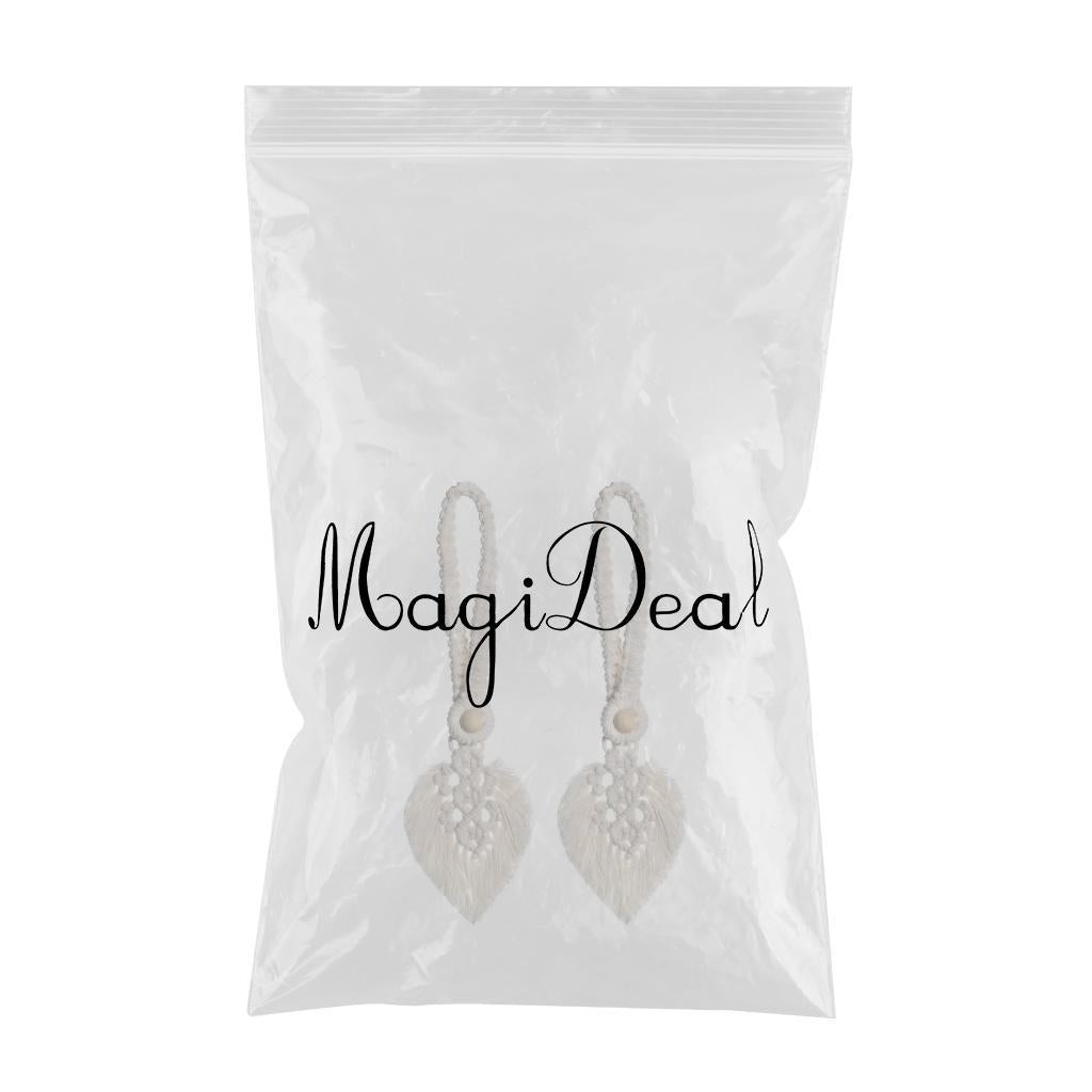 Boho Leaf Curtain Tie Rope Woven Tassel for Home Bedroom Living Room Decor Beige