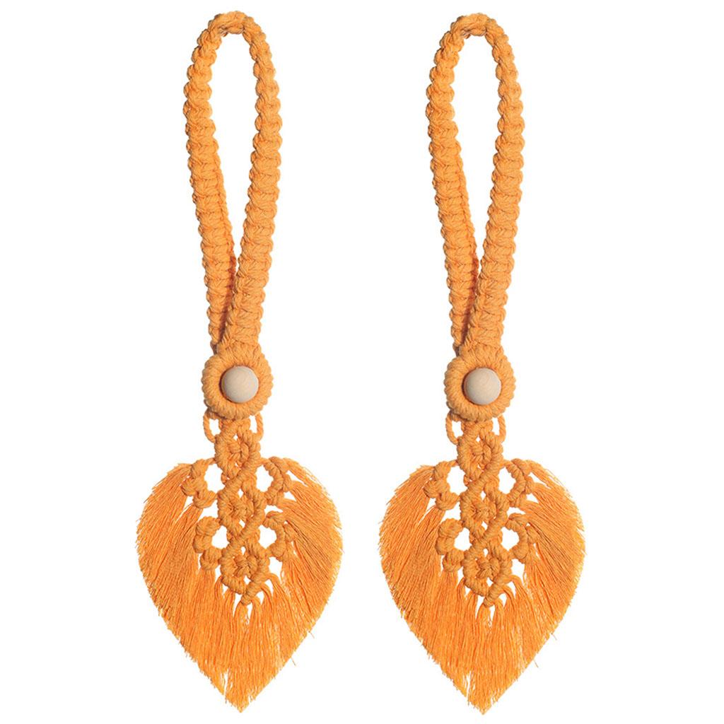 Boho Leaf Curtain Tie Rope Woven Tassel for Home Bedroom Living Room Decor Yellow