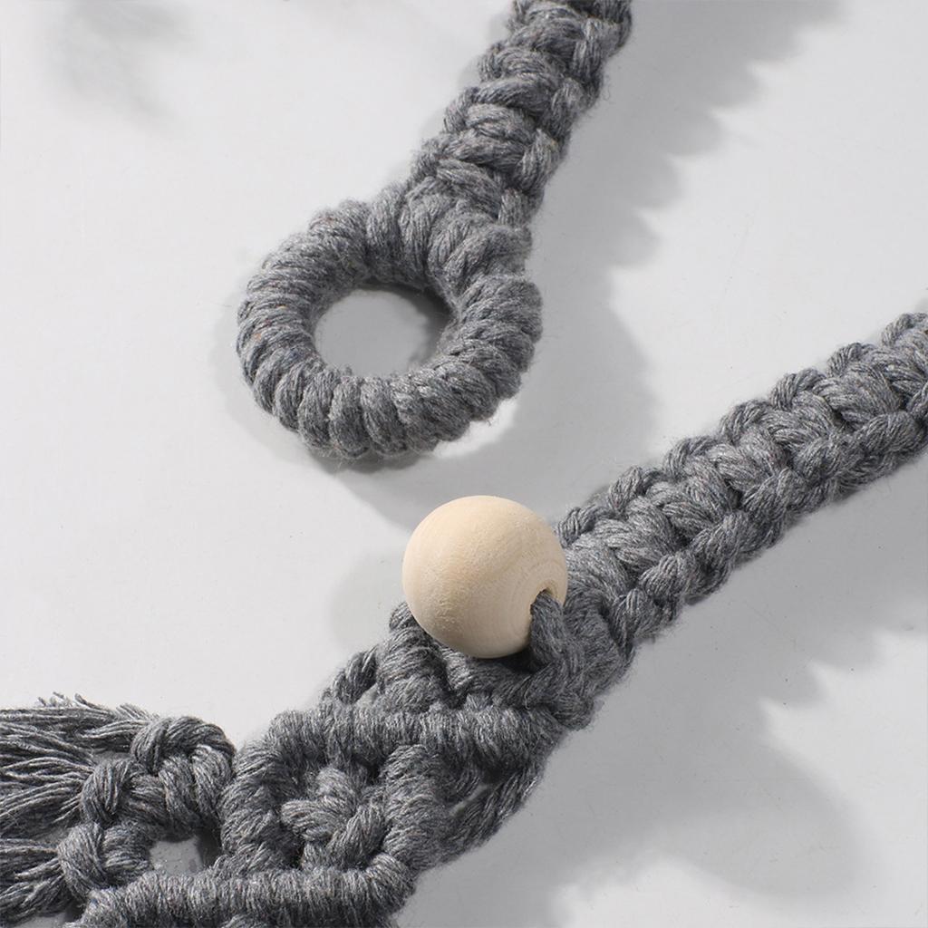 Boho Leaf Curtain Tie Rope Woven Tassel for Home Bedroom Living Room Decor Grey