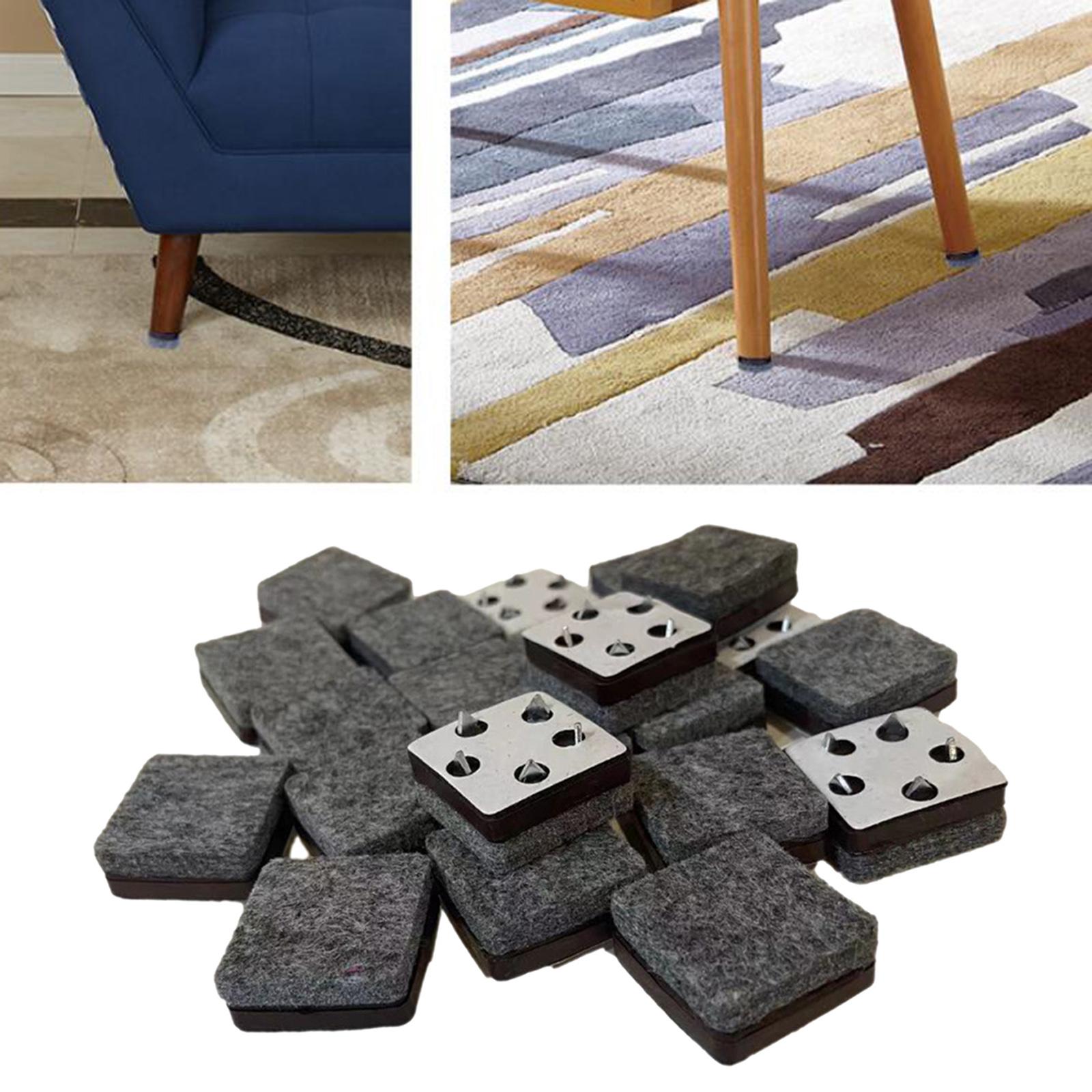 Non-slip Soft Nail-on Felt Floor Protectors Chair Leg Pad 20pcs Slide Guard 25mm Square