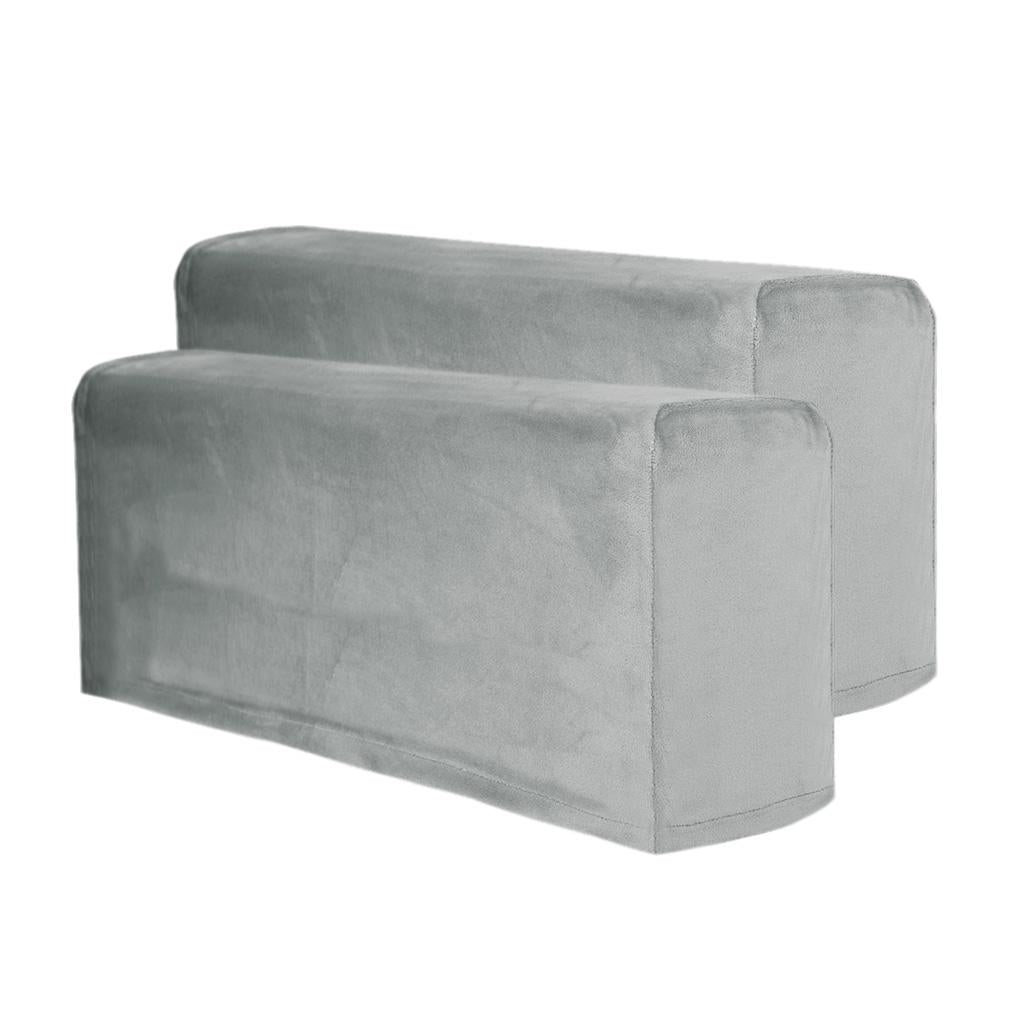 2pcs Sofa Armrest Cover Thickened Stretch Couch Arm Protector Removable Gray