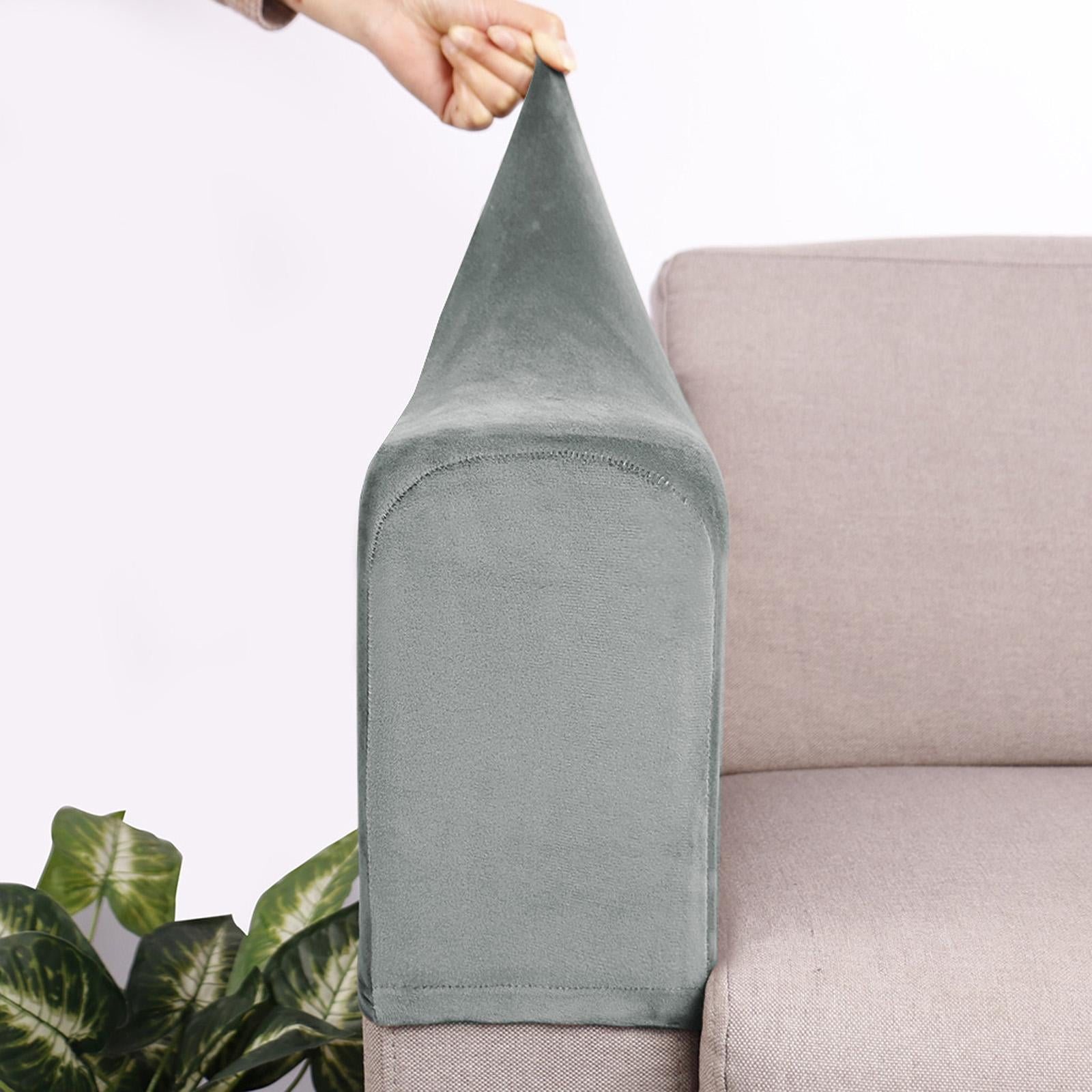 2pcs Sofa Armrest Cover Thickened Stretch Couch Arm Protector Removable Gray