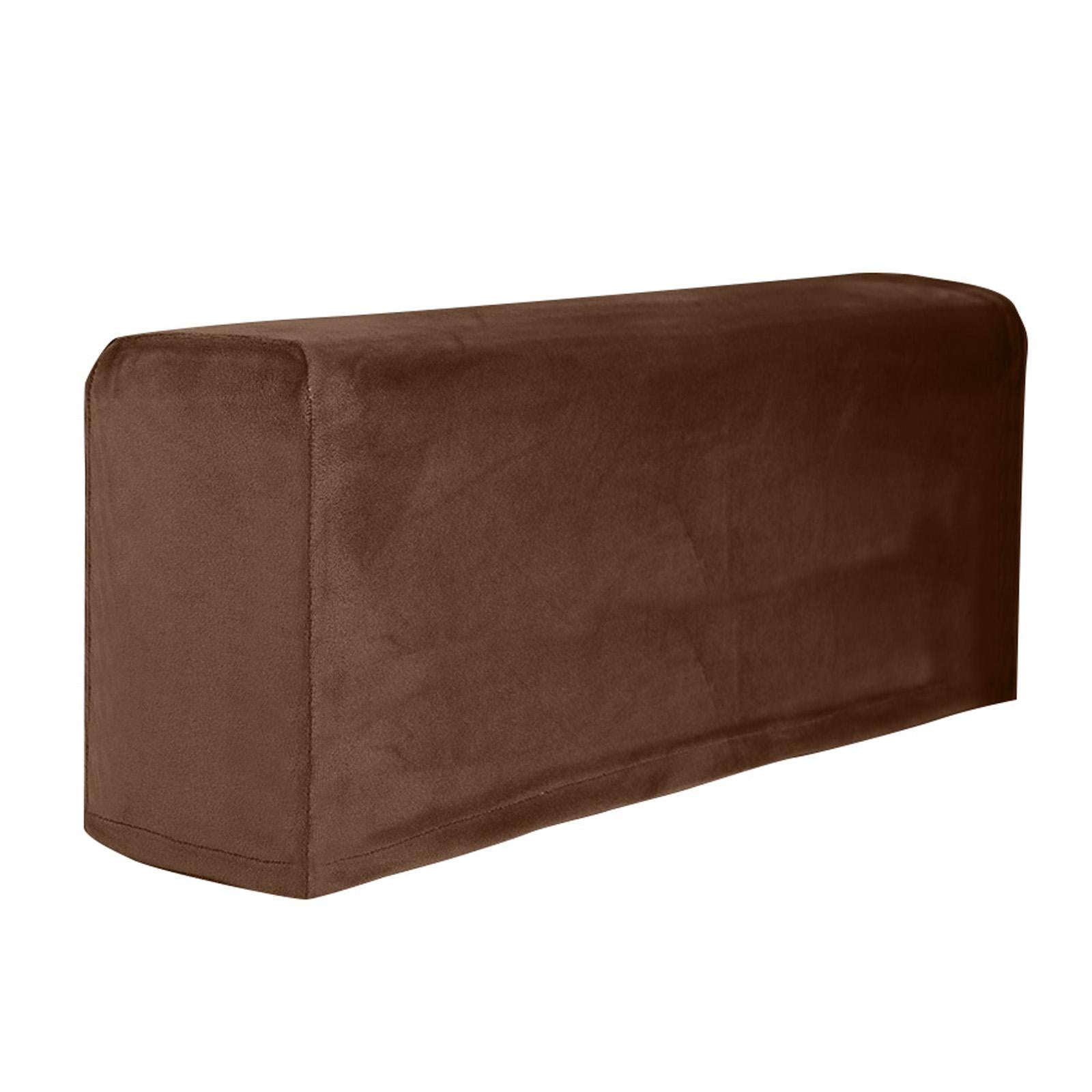 2pcs Sofa Armrest Cover Thickened Stretch Couch Arm Protector Removable Khaki