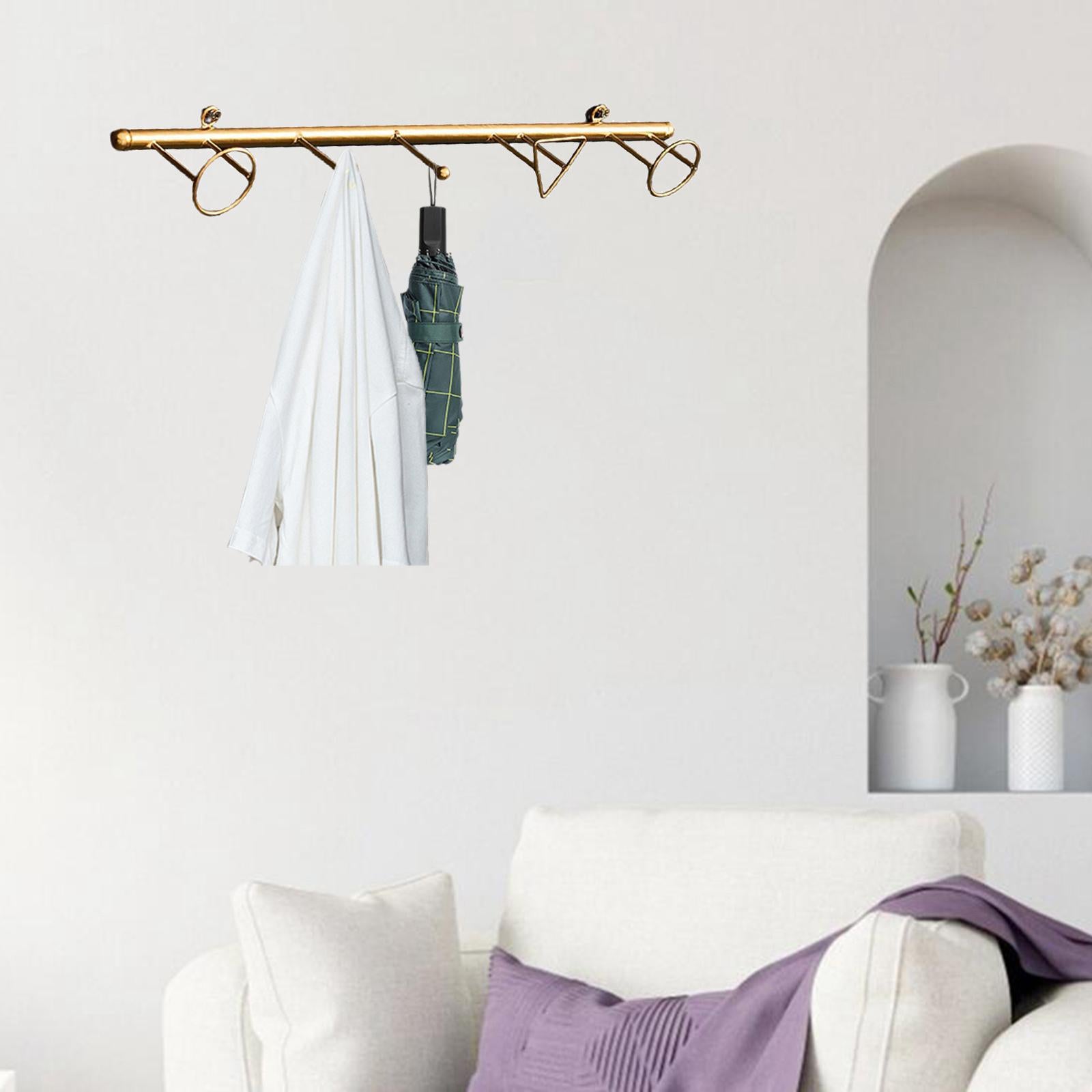 Iron Hook Wall Hanging Key Holder Coat Hats Scarf Hook Rack Accessories Horizontal Line