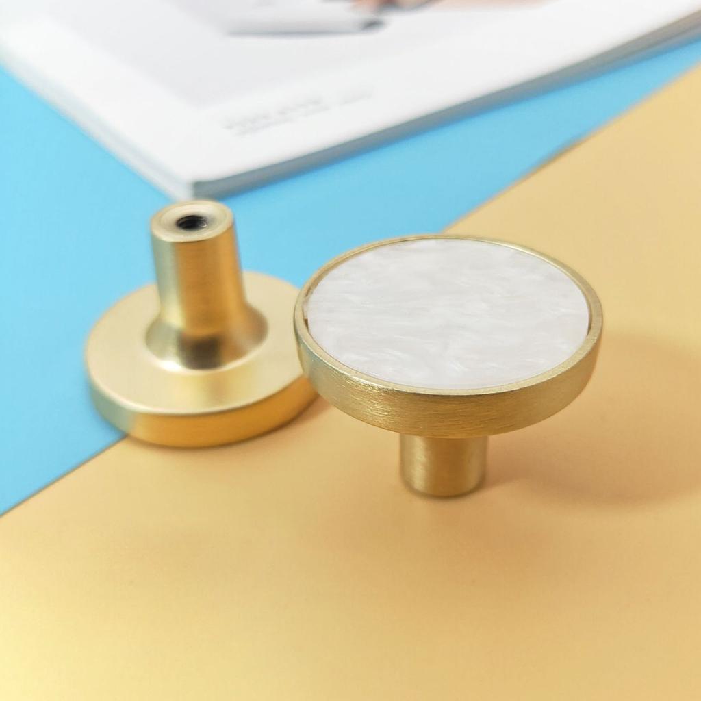 10pcs Round Kitchen Cabinet Knobs Brushed Pulls Single Hole Cabinet Handles white
