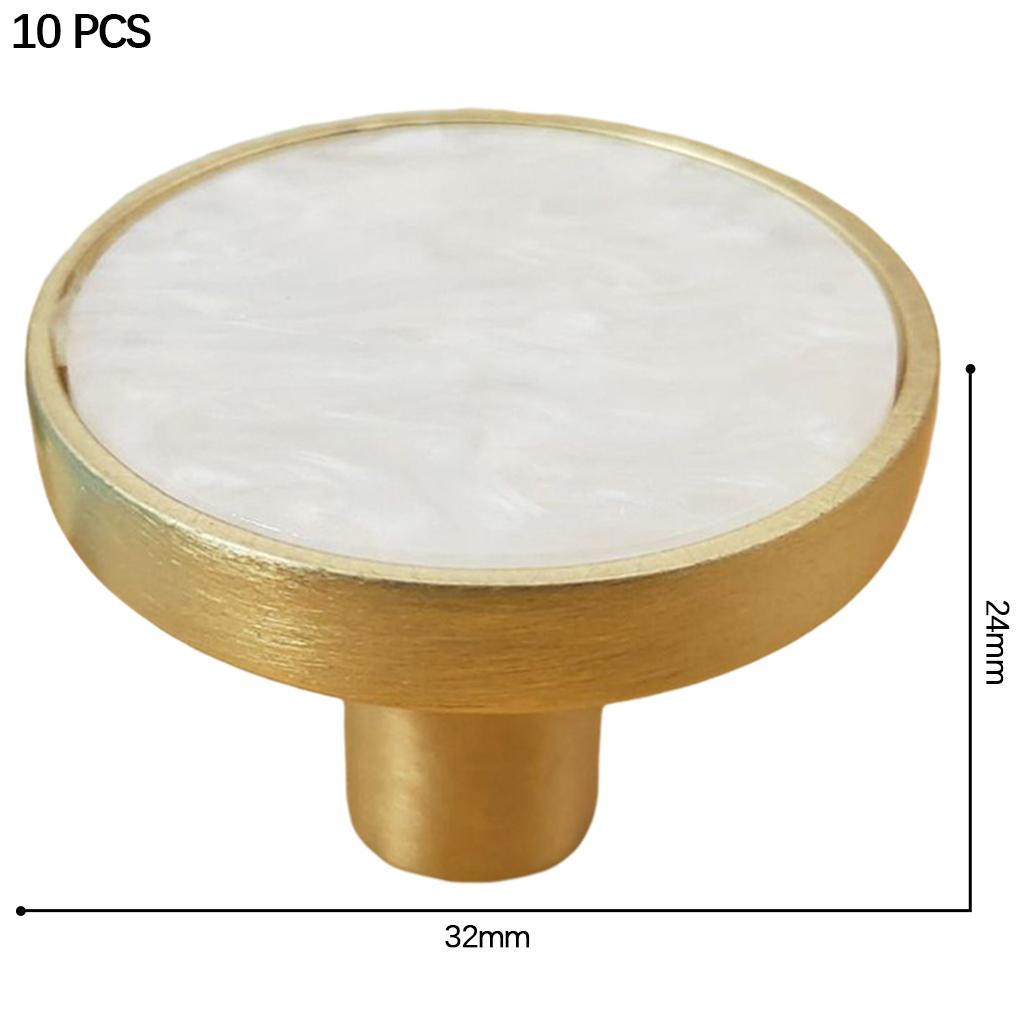 10pcs Round Kitchen Cabinet Knobs Brushed Pulls Single Hole Cabinet Handles white