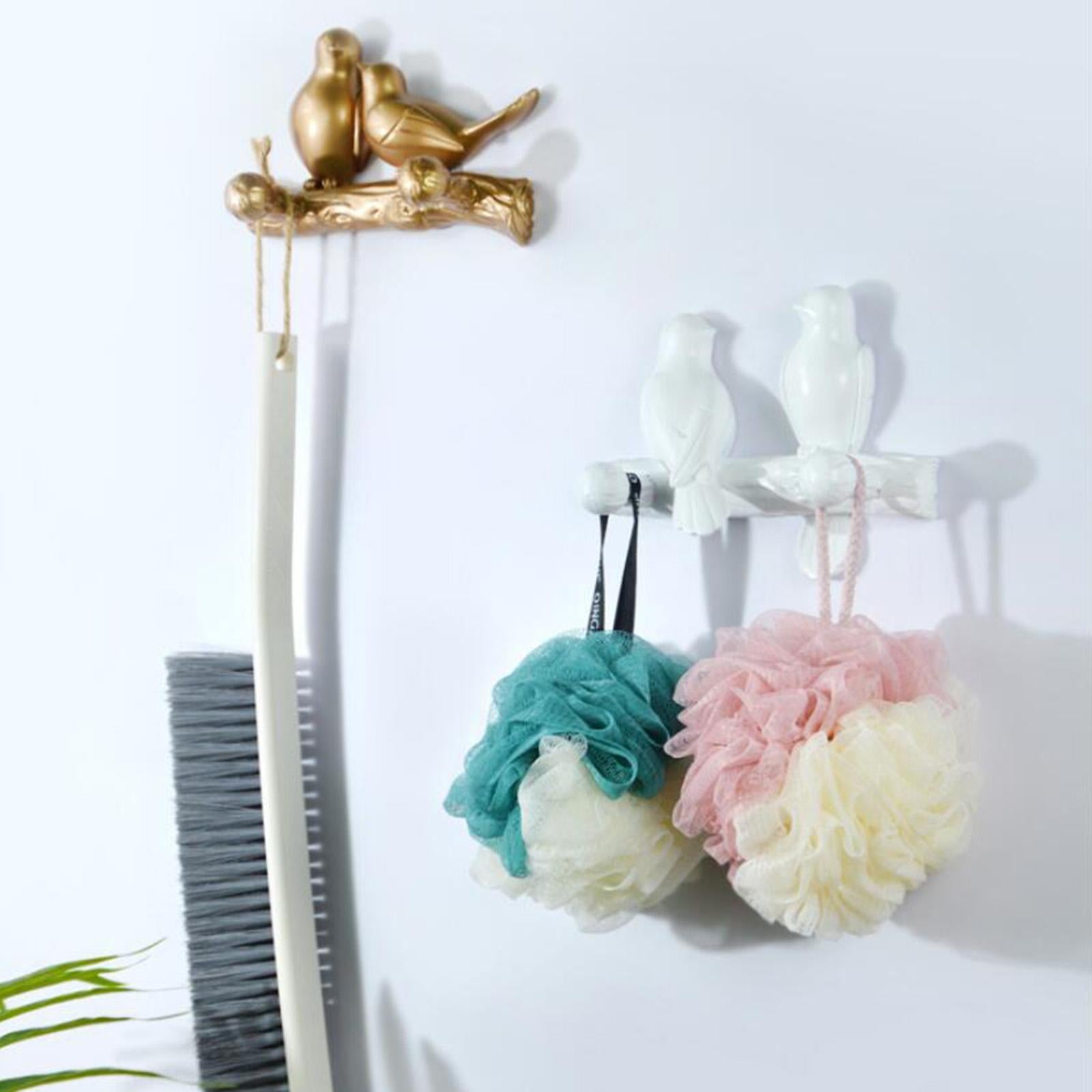 Birds On Tree Branch Hanger Home Decorative Jewelry Bedroom Closet Entryway Snuggling White