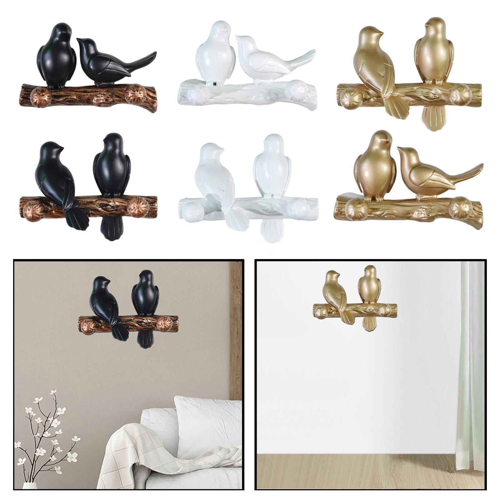 Birds On Tree Branch Hanger Home Decorative Jewelry Bedroom Closet Entryway Snuggling White