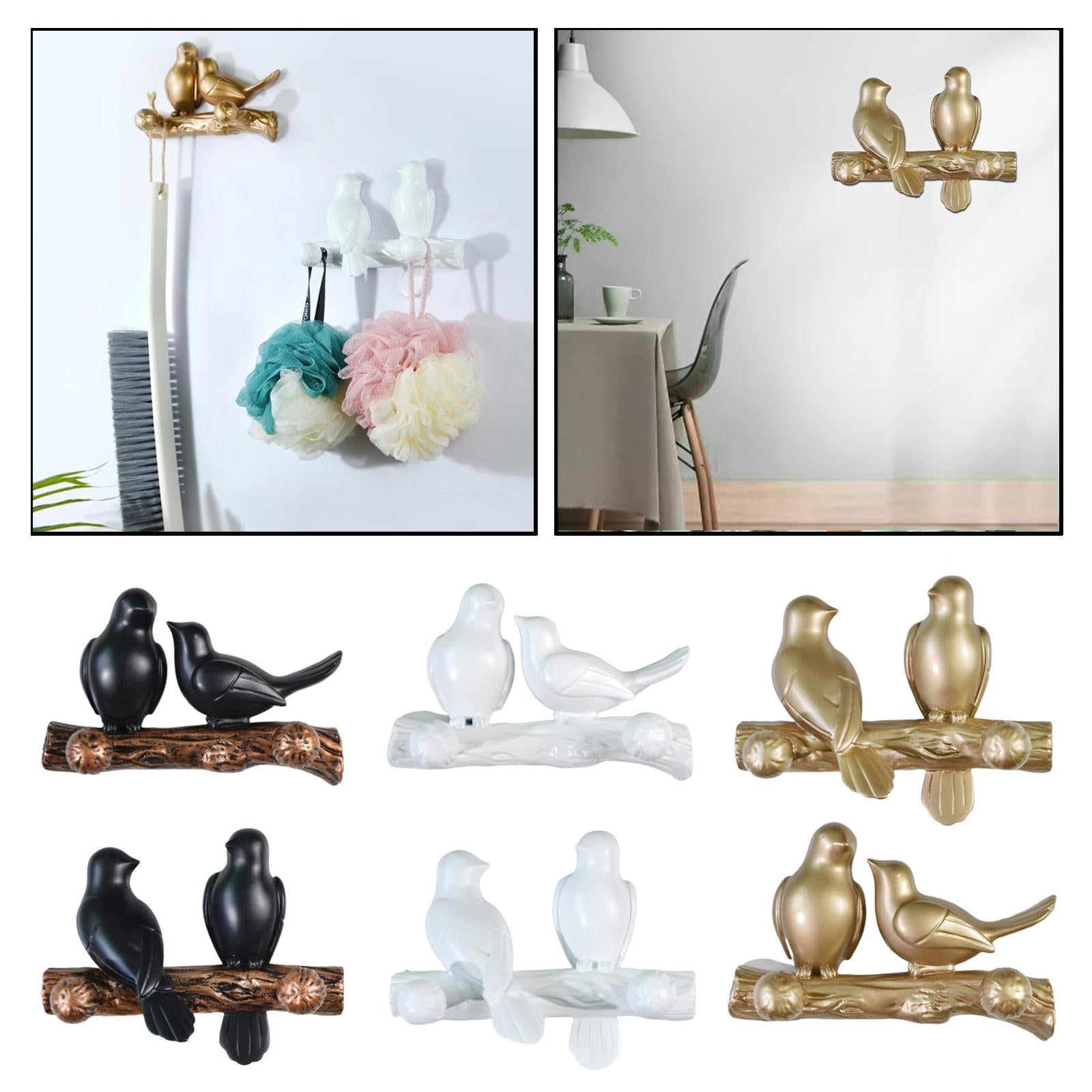 Birds On Tree Branch Hanger Home Decorative Jewelry Bedroom Closet Entryway Snuggling White