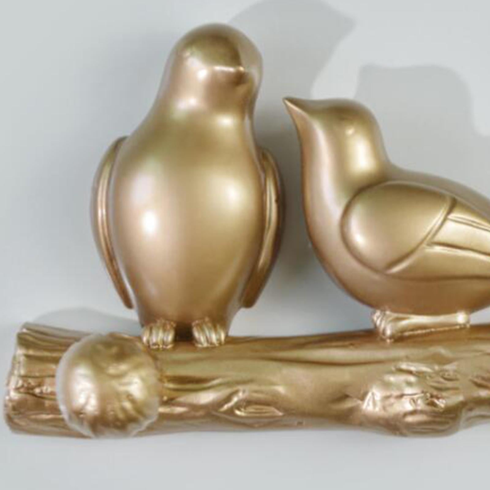 Birds On Tree Branch Hanger Home Decorative Jewelry Bedroom Closet Entryway Snuggling Gold
