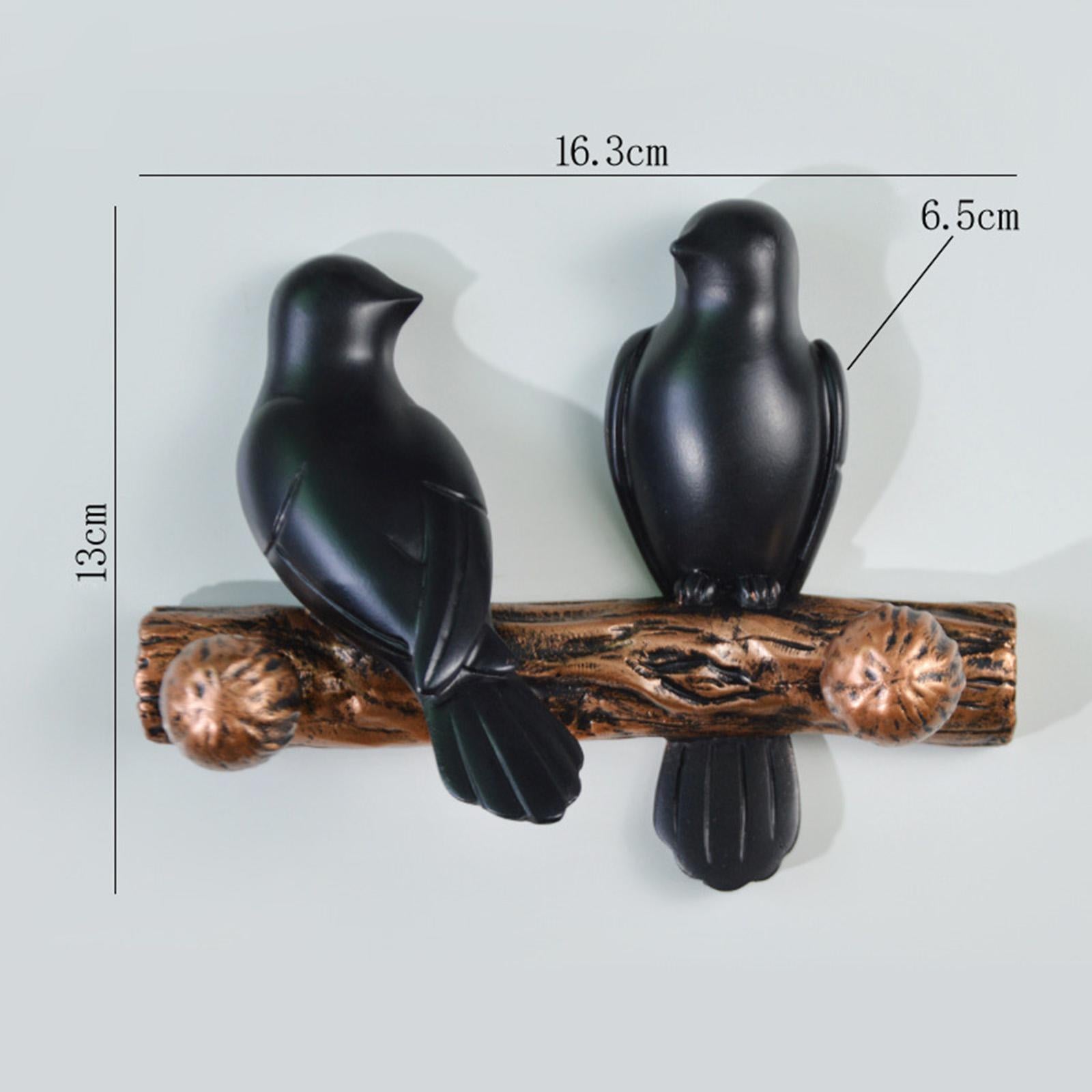 Birds On Tree Branch Hanger Home Decorative Jewelry Bedroom Closet Entryway Staring Metallic