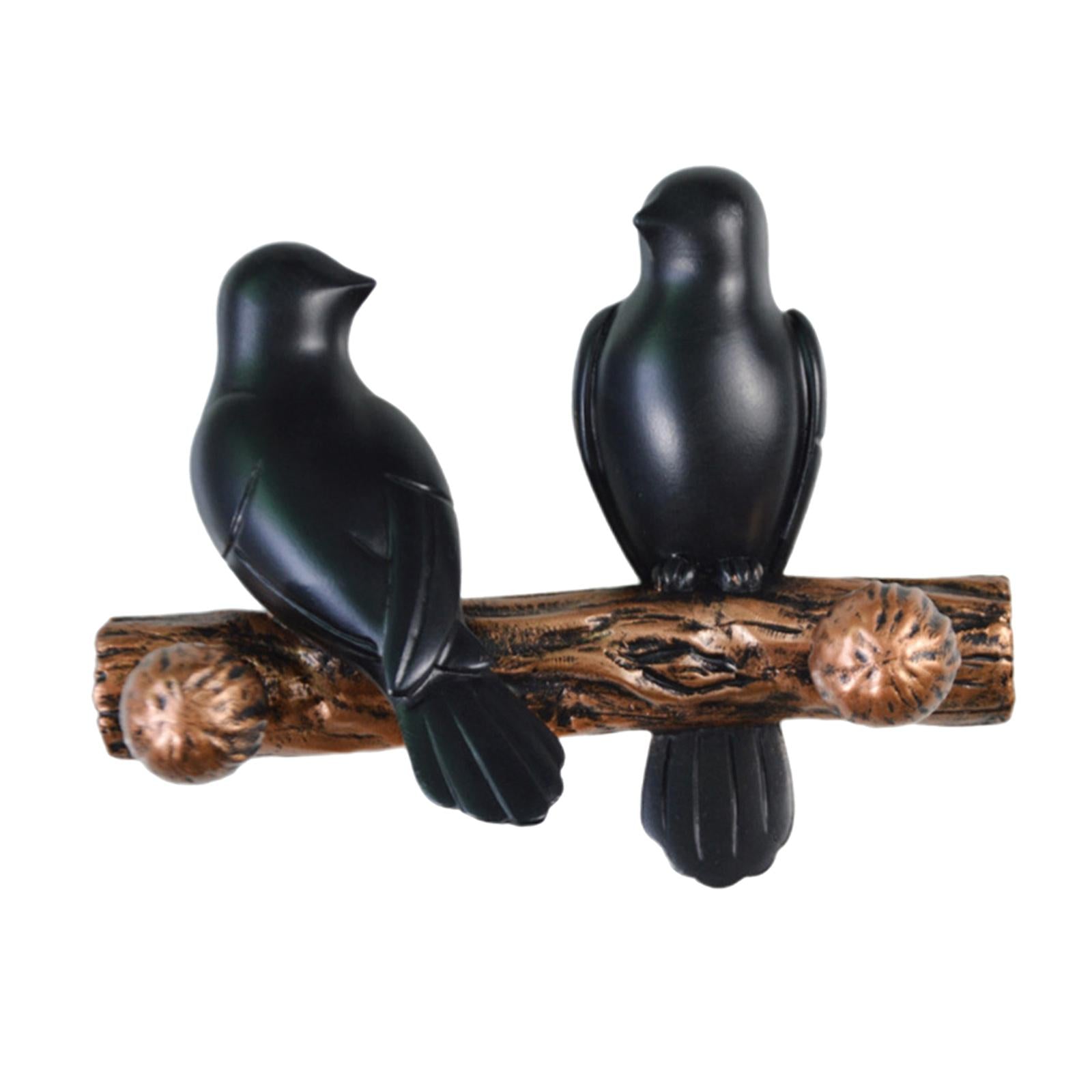 Birds On Tree Branch Hanger Home Decorative Jewelry Bedroom Closet Entryway Staring Metallic