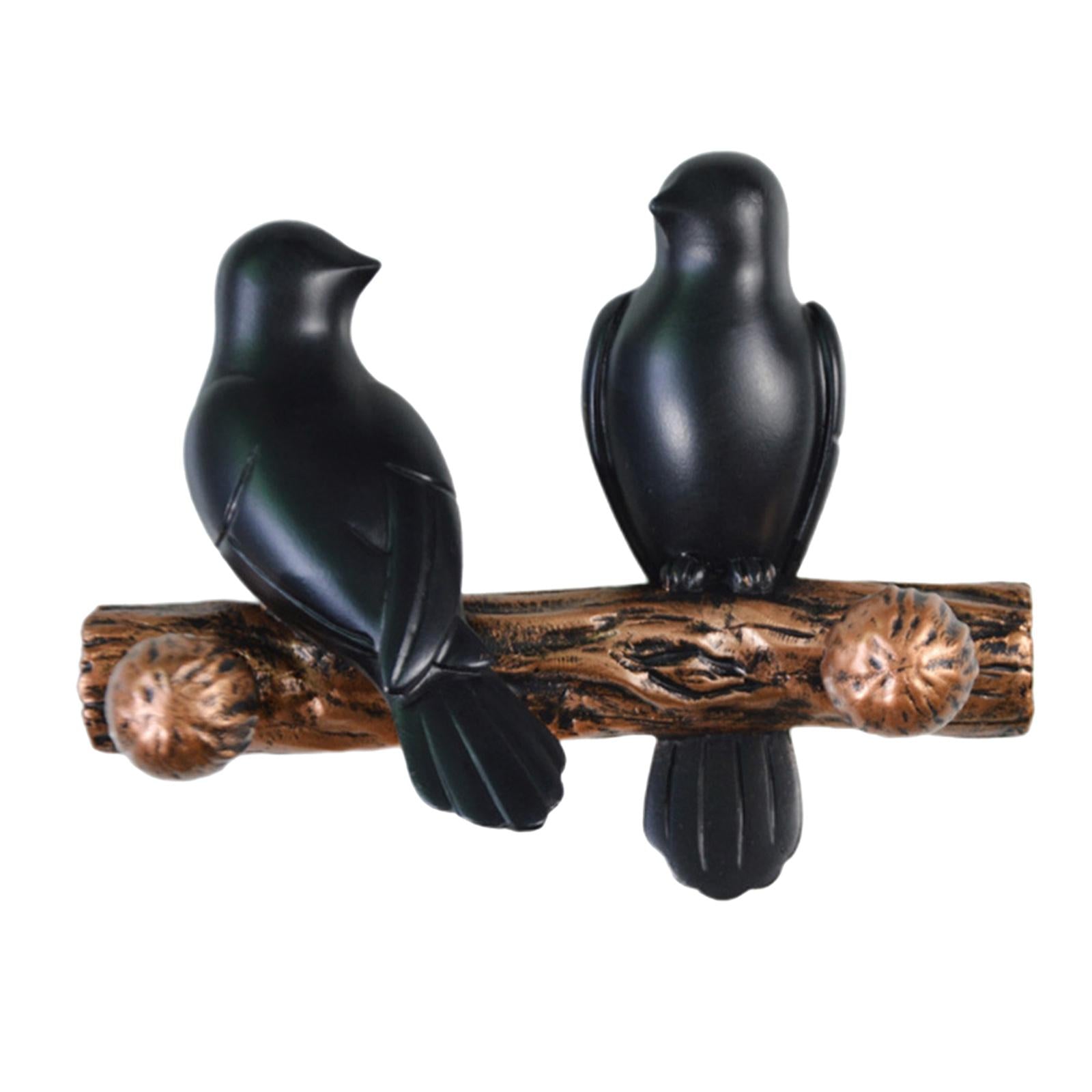 Birds On Tree Branch Hanger Home Decorative Jewelry Bedroom Closet Entryway Staring Metallic