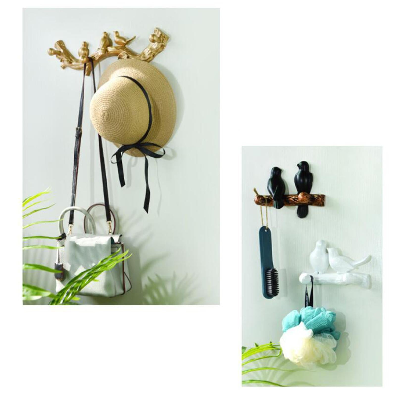 Birds On Tree Branch Hanger Home Decorative Jewelry Bedroom Closet Entryway Staring Gold