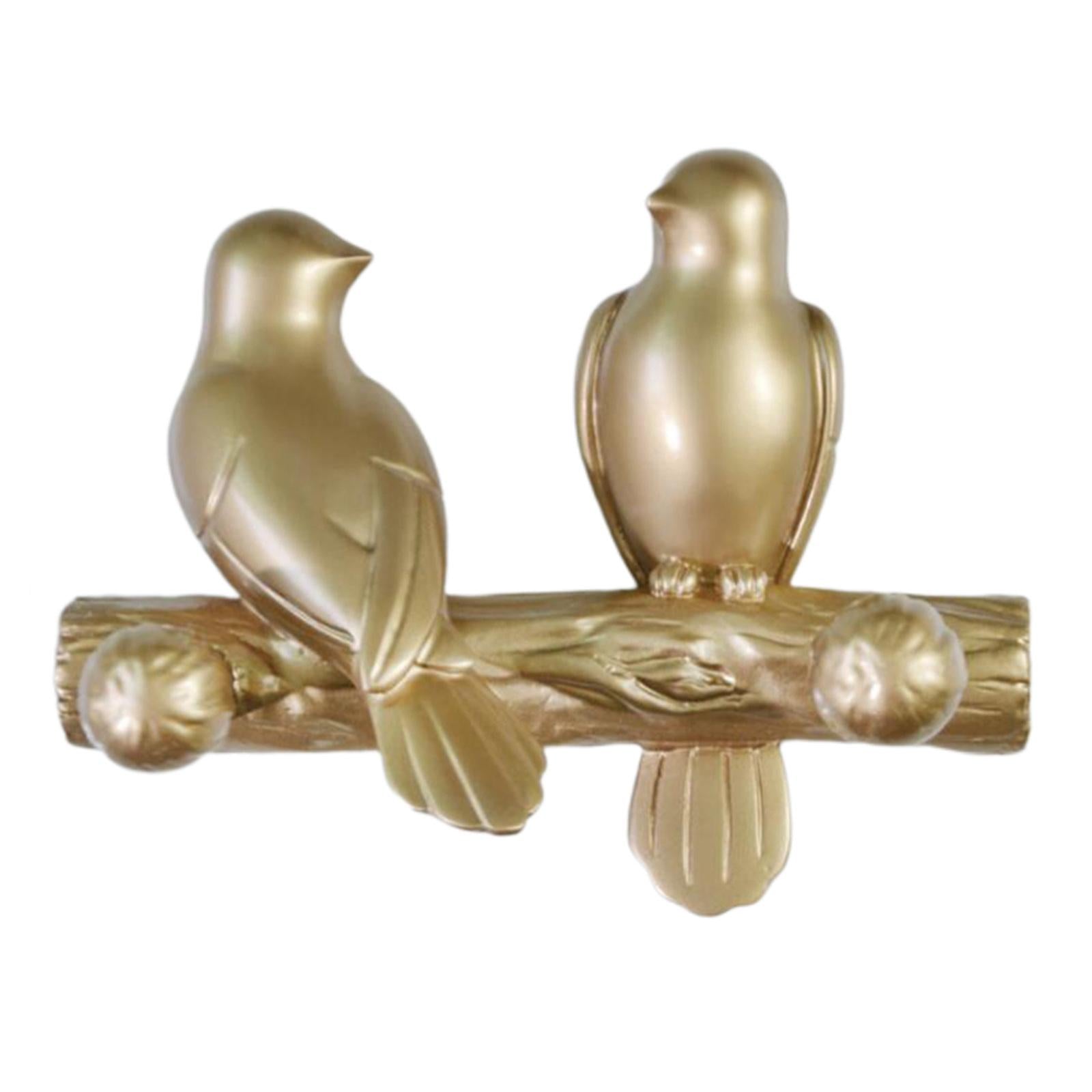 Birds On Tree Branch Hanger Home Decorative Jewelry Bedroom Closet Entryway Staring Gold