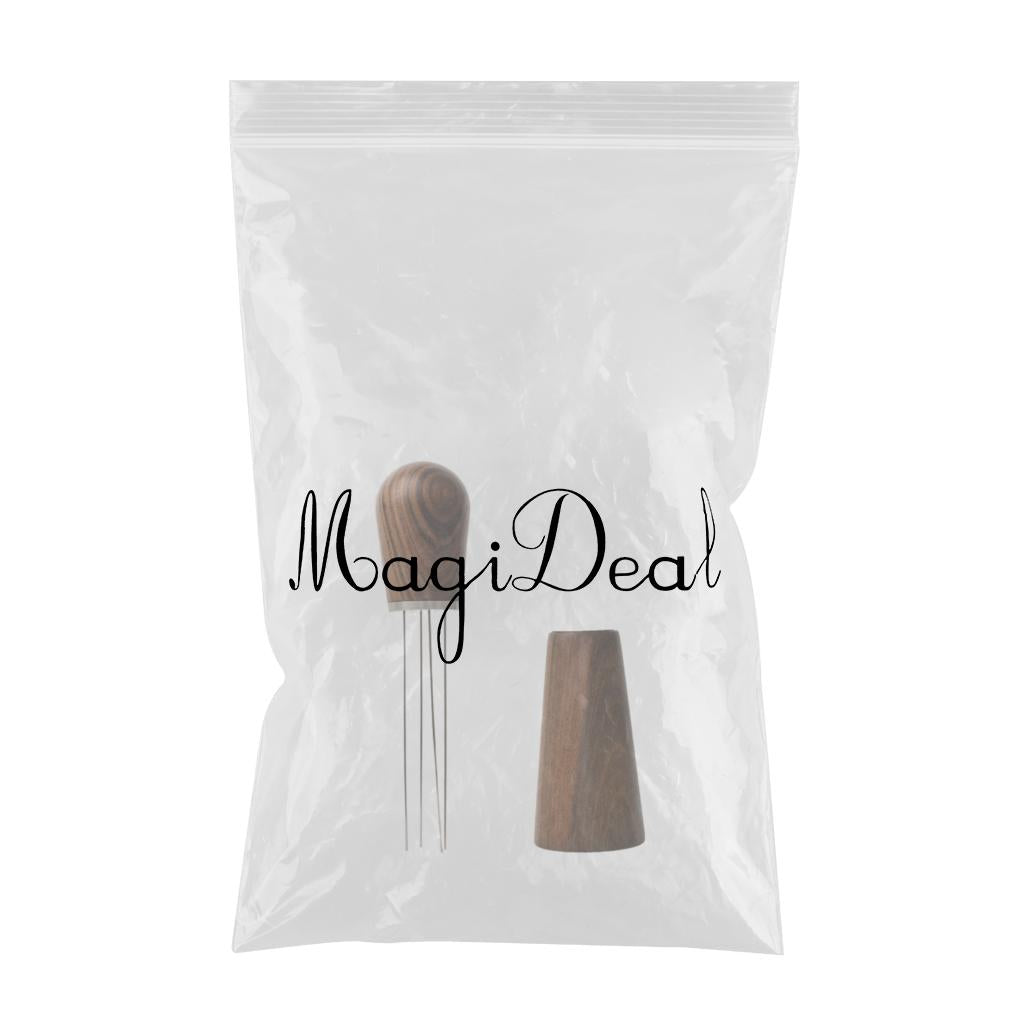 Coffee Loosener 4 Needle Type with Wooden Handle Coffee Stirring Powder
