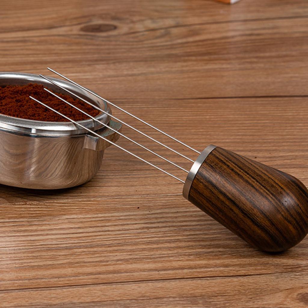 Coffee Loosener 4 Needle Type with Wooden Handle Coffee Stirring Powder