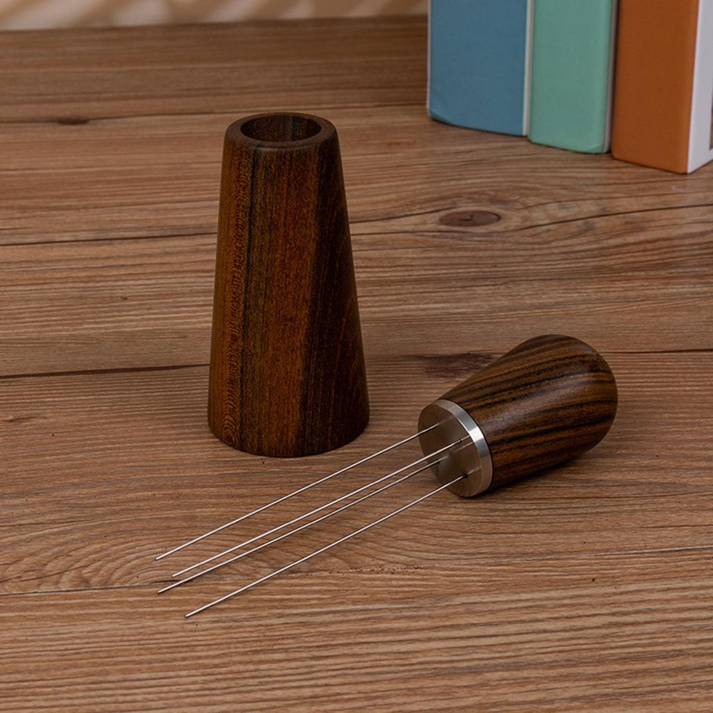 Coffee Loosener 4 Needle Type with Wooden Handle Coffee Stirring Powder