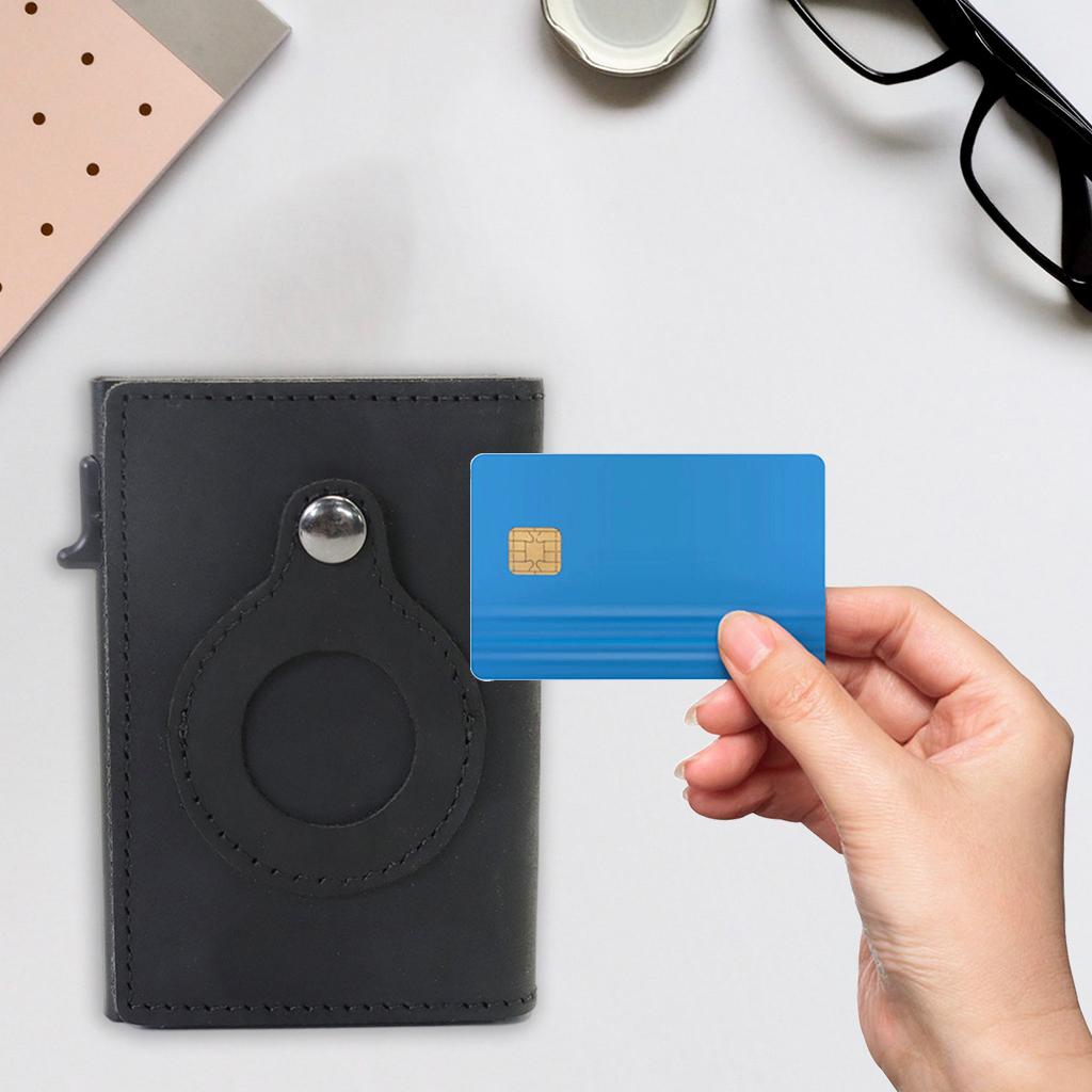 Retro Leather Wallet Slim Anti-Lost Cash Card Multifunctional Pocket Black