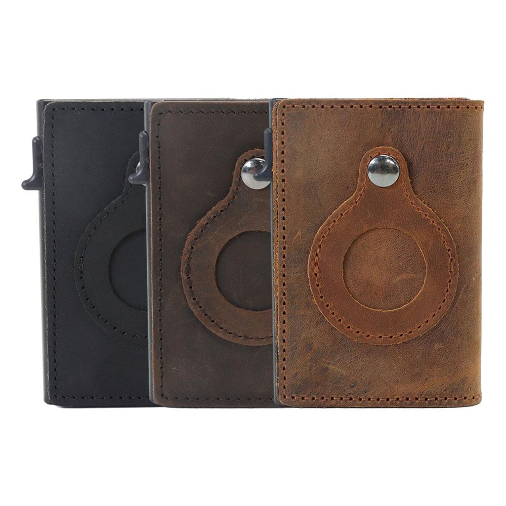 Retro Leather Wallet Slim Anti-Lost Cash Card Multifunctional Pocket Black