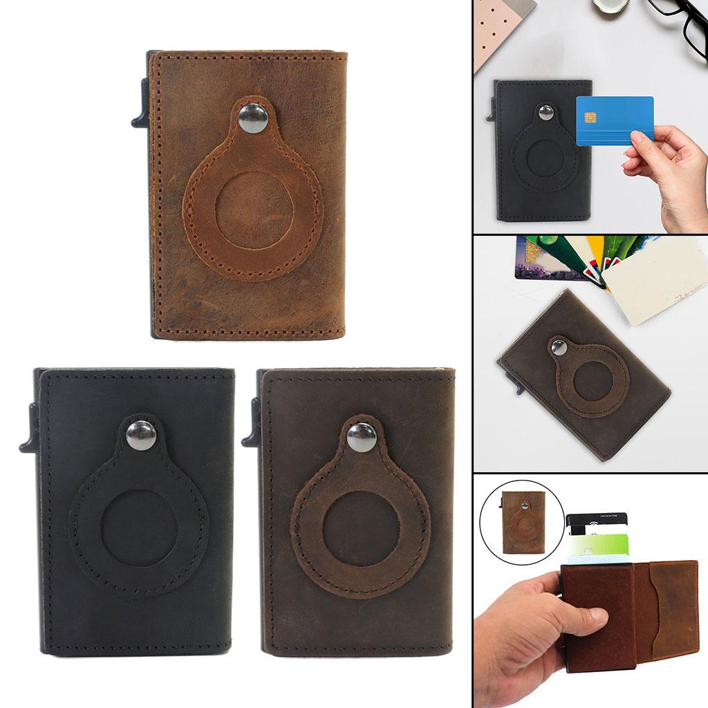 Retro Leather Wallet Slim Anti-Lost Cash Card Multifunctional Pocket Black