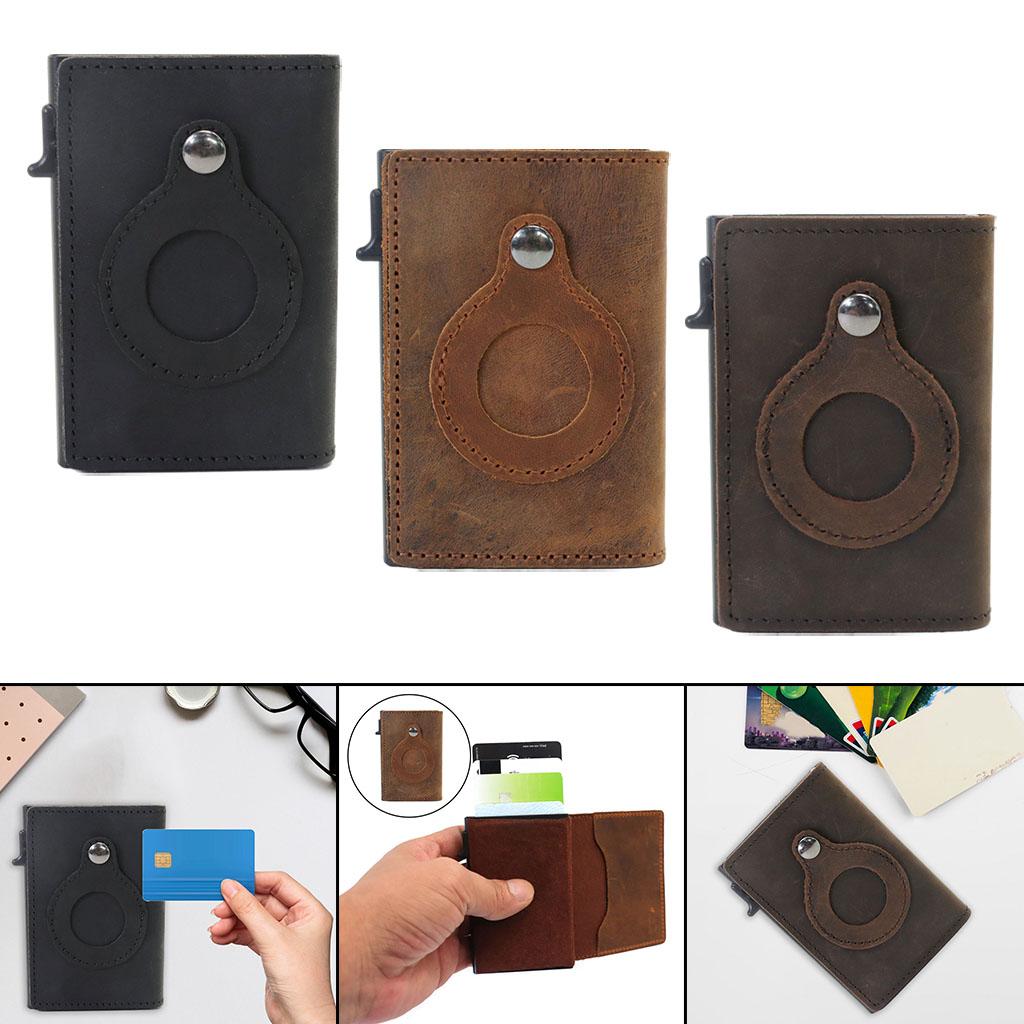 Retro Leather Wallet Slim Anti-Lost Cash Card Multifunctional Pocket Black
