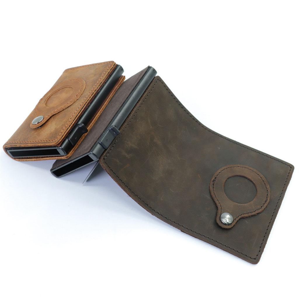 Retro Leather Wallet Slim Anti-Lost Cash Card Multifunctional Pocket Coffee